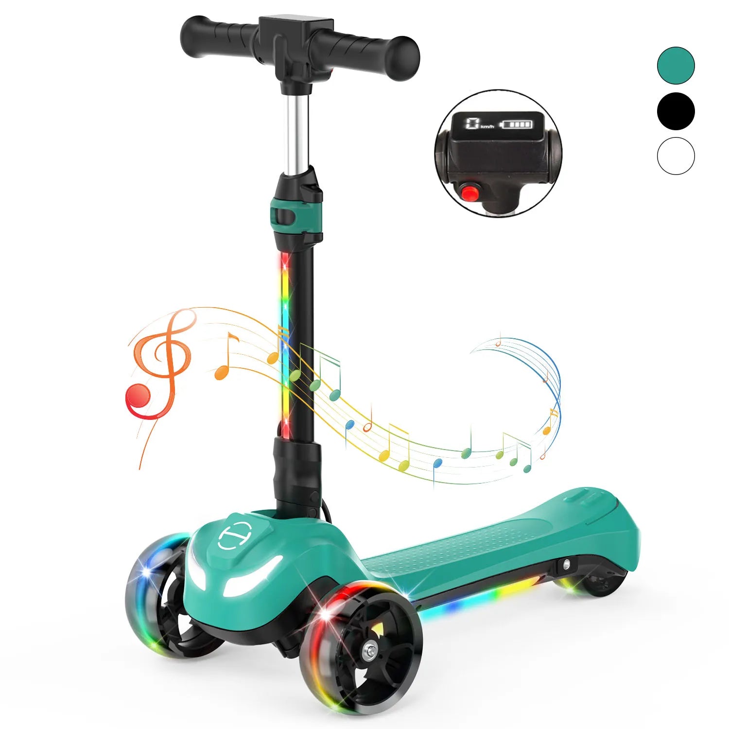B2 Light Up 3-Wheels Scooter with Bluetooth Control for Age 3-8