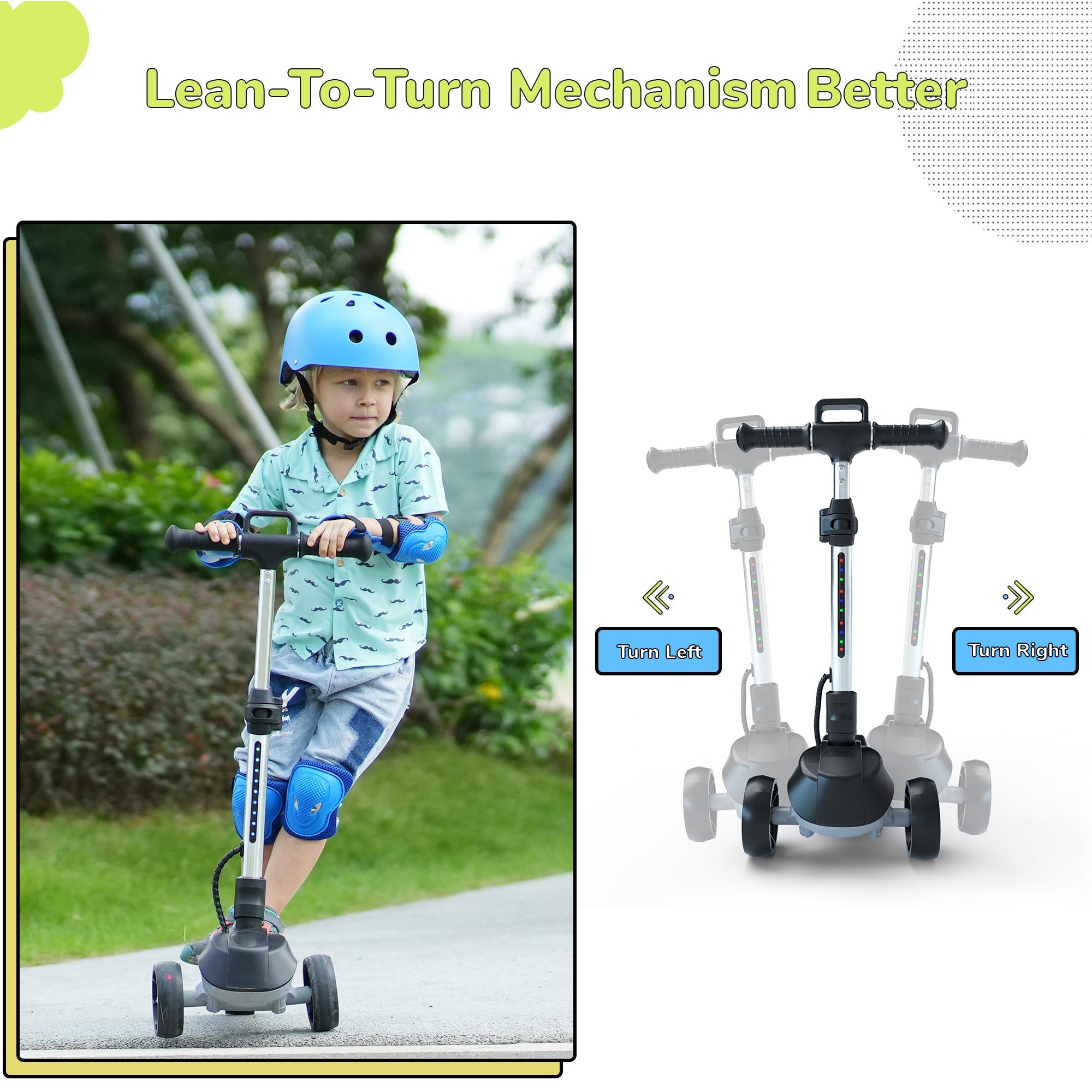iK2 3-Wheel Electric Scooter Adjustable Height for Kids Ages 3-8 Unique Gift