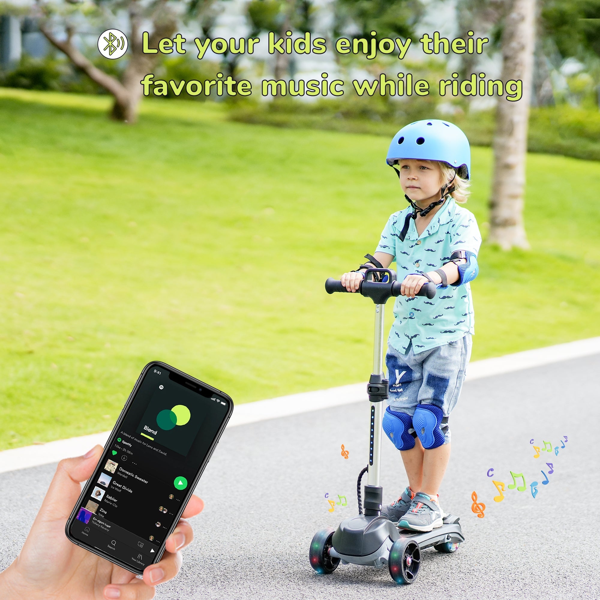 iK2 3-Wheel Electric Scooter Adjustable Height for Kids Ages 3-8 Unique Gift