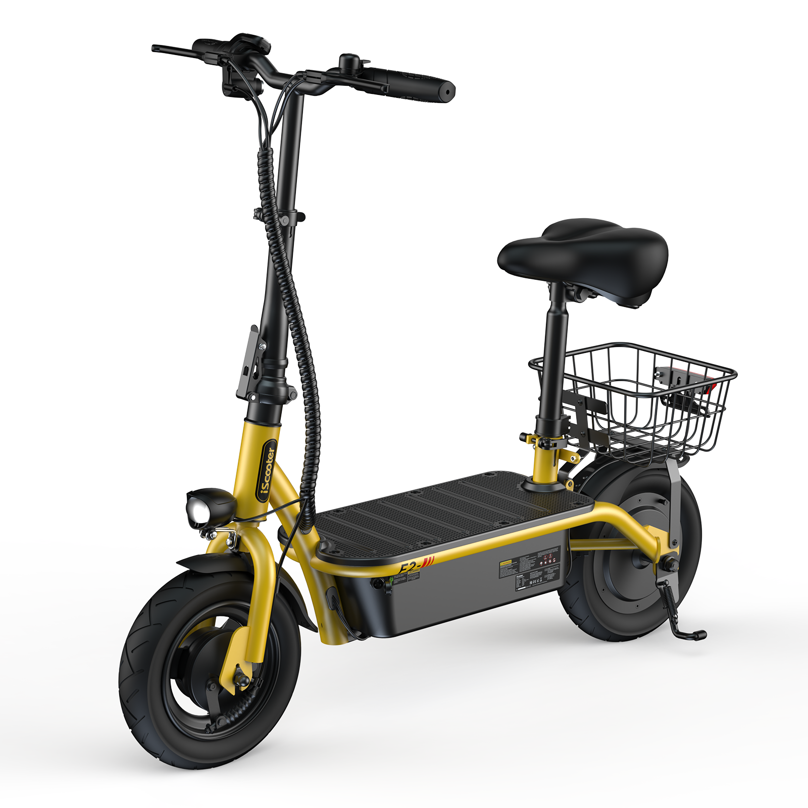 F2 Electric Scooter with Seat 10" Pneumatic Tire Yellow