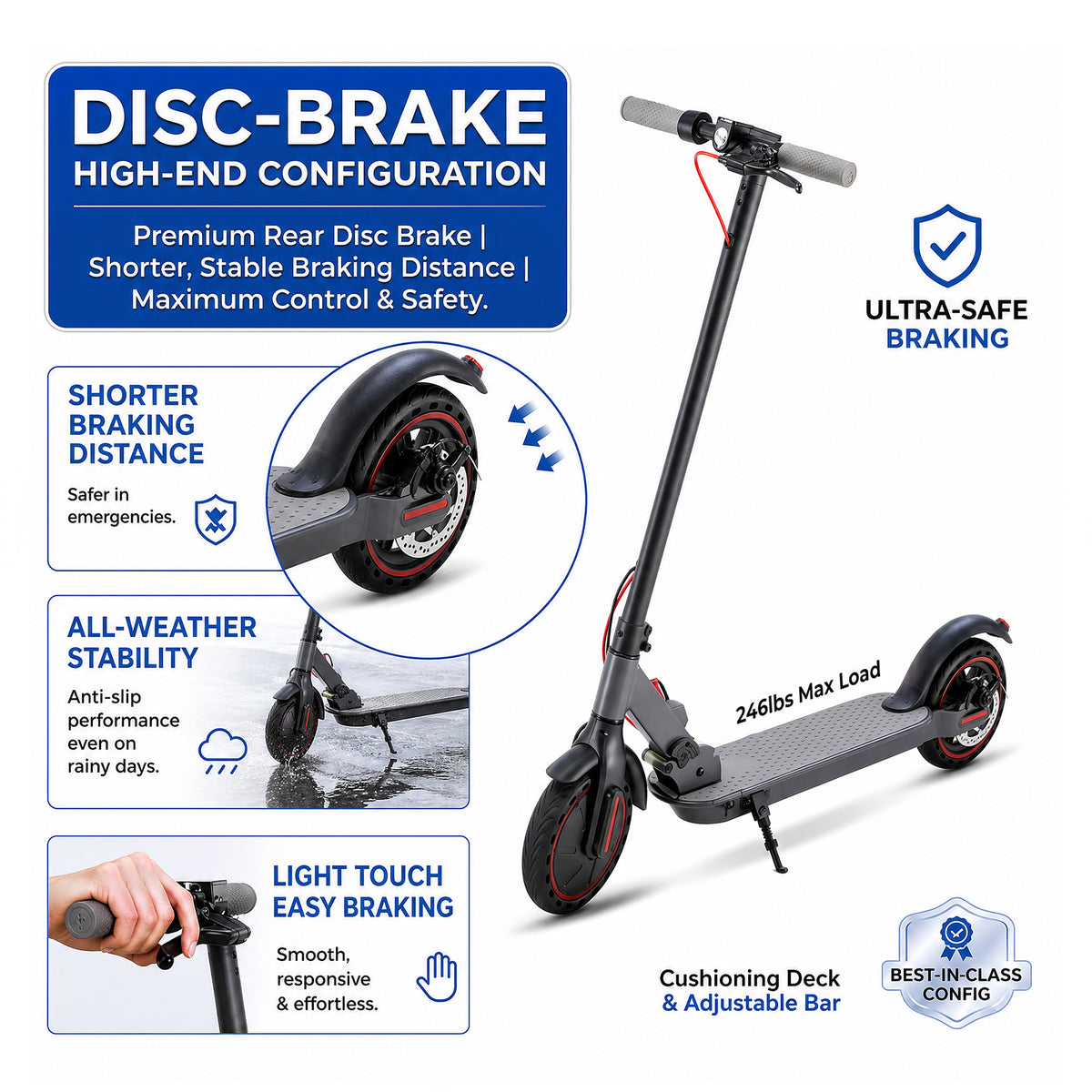 21MPH Electric Scooter for Adults,500W Peak Motor,36V 7.8Ah Battery,15-21 Miles Range,Foldable Design,Disc Brake,LED Headlight,Black