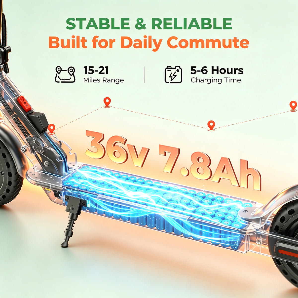 Foldable Electric Scooter for Adults,500W Peak Motor,Lightweight 28.4 lbs,21 Mile Range,Dual Braking System