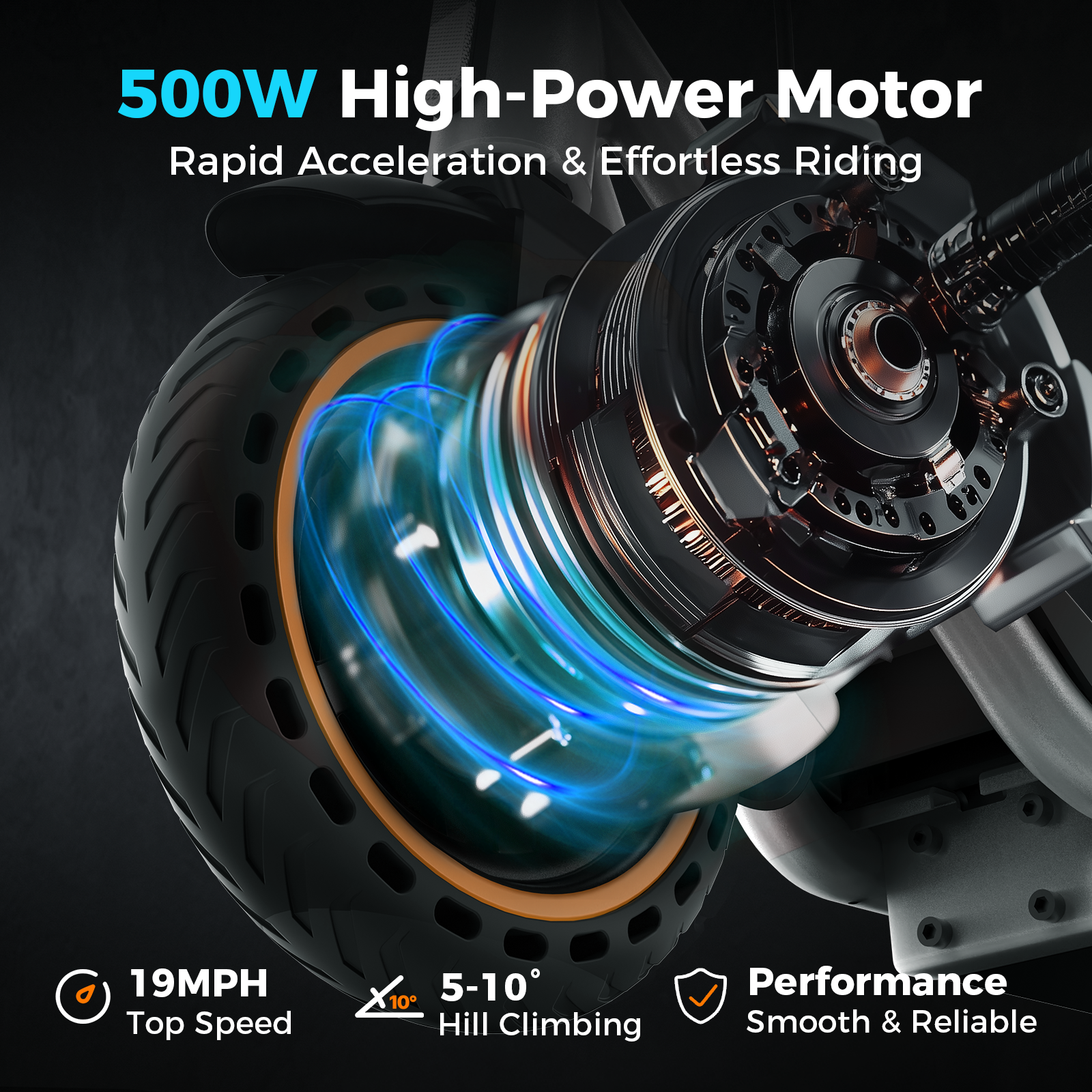 500W Electric Scooter for Adults Teens, Max 21 Miles Range 21 Mph, Portable Commuting Escooter, Smart APP Foldable E-Scooter, Cruise Control, IN3
