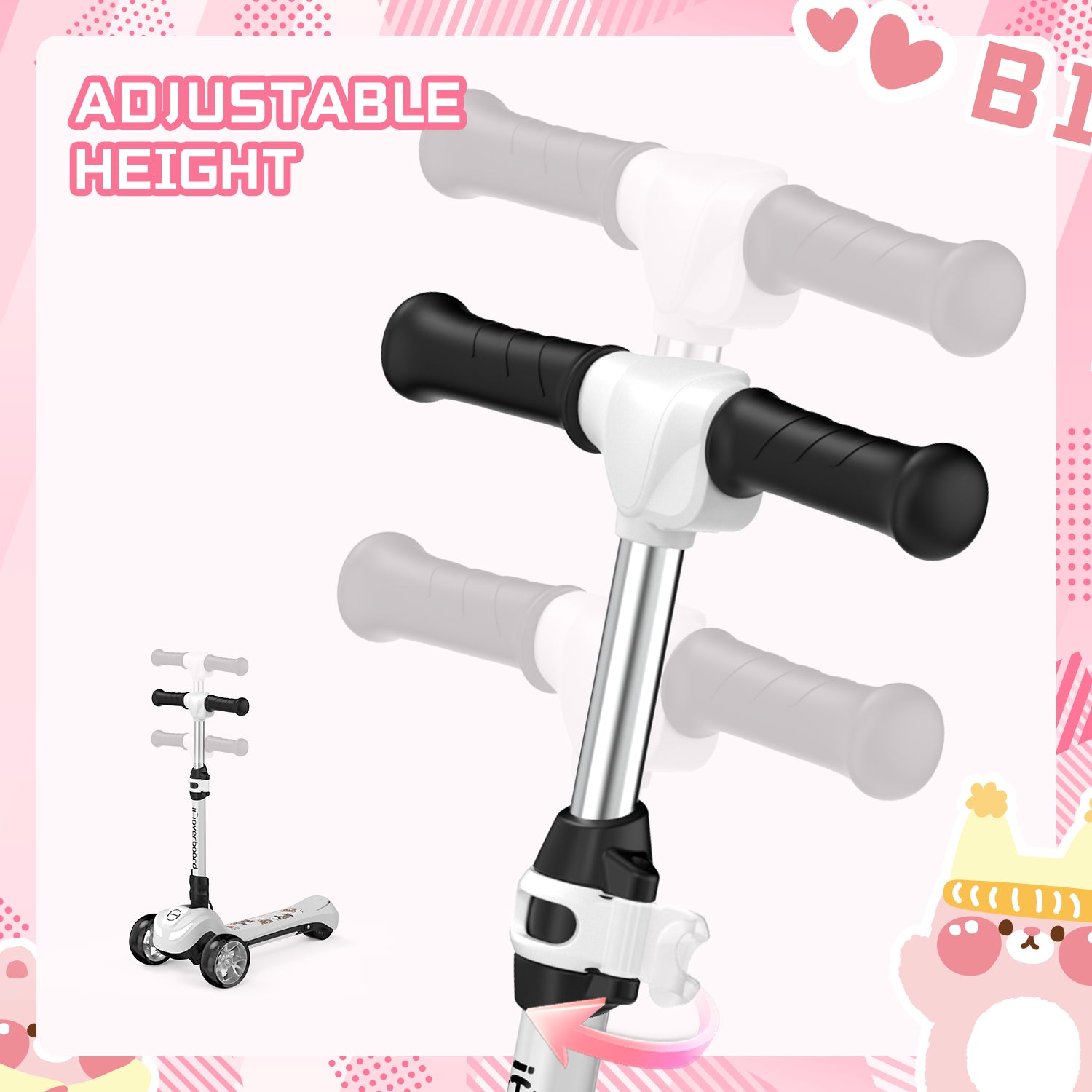 B1 3-Wheel Folding Kids Scooter LED Lighted PU Wheels