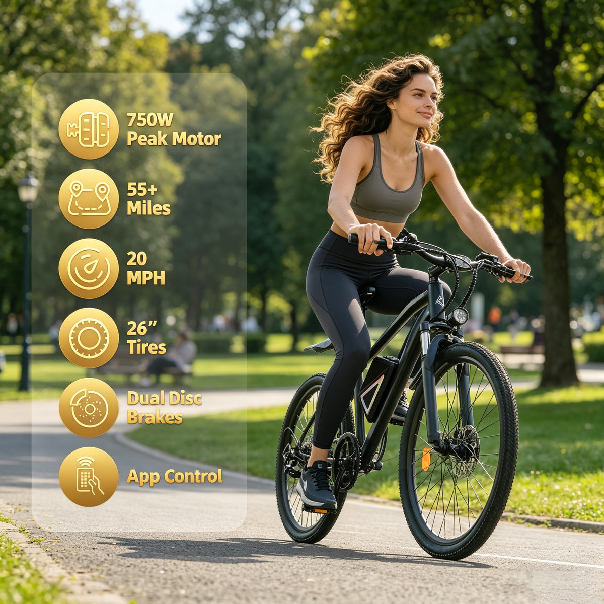 500W Electric Mountain Bike,20MPH E-Bike with 40 Mile+ Range,Adult Electric Bike with Non-removable Battery for Trail Exercise,Black
