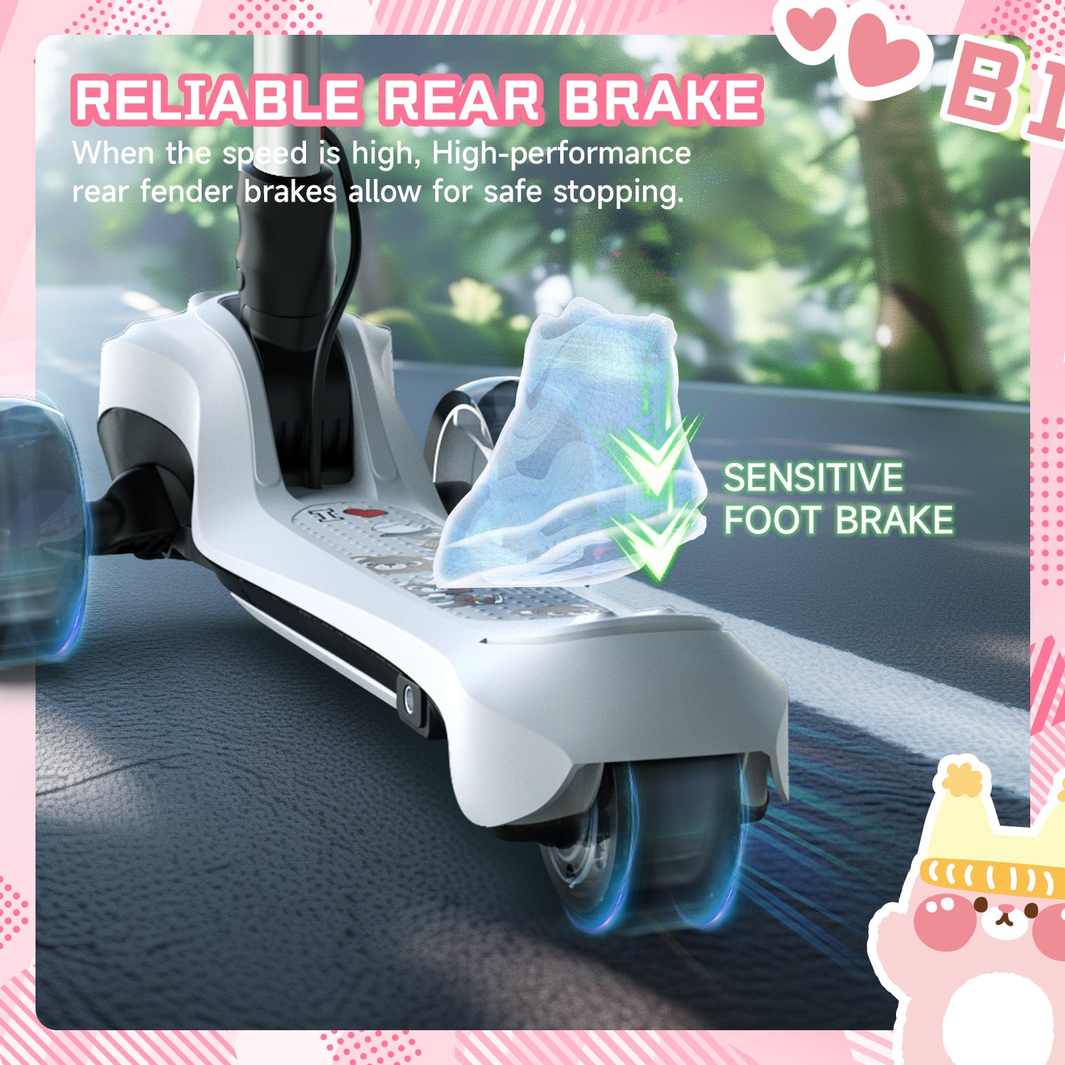 B1 3-Wheel Folding Kids Scooter LED Lighted PU Wheels