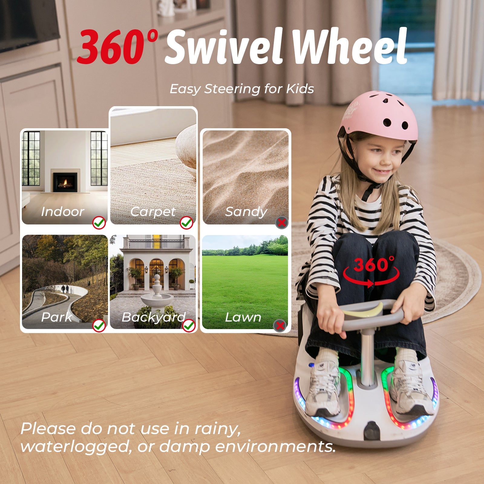 TC3 Electric Wiggle Car 4 in 1 Ride on Toy 3 Speed Modes For Ages 3+ with Lithium Rechargeable Battery&Pull Rope