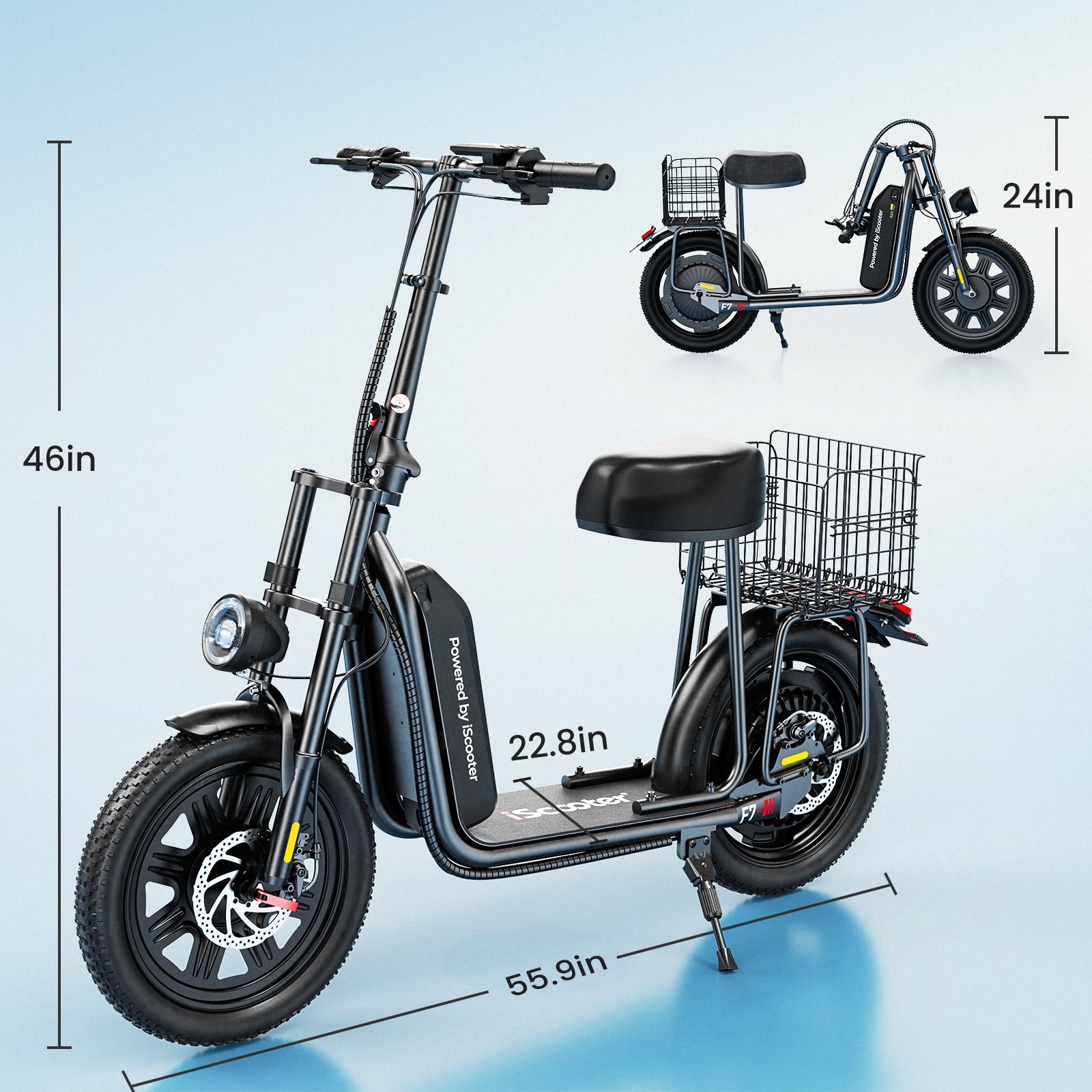 F7 Electric Scooter 1000W with Seat 28 MPH & 45 Miles