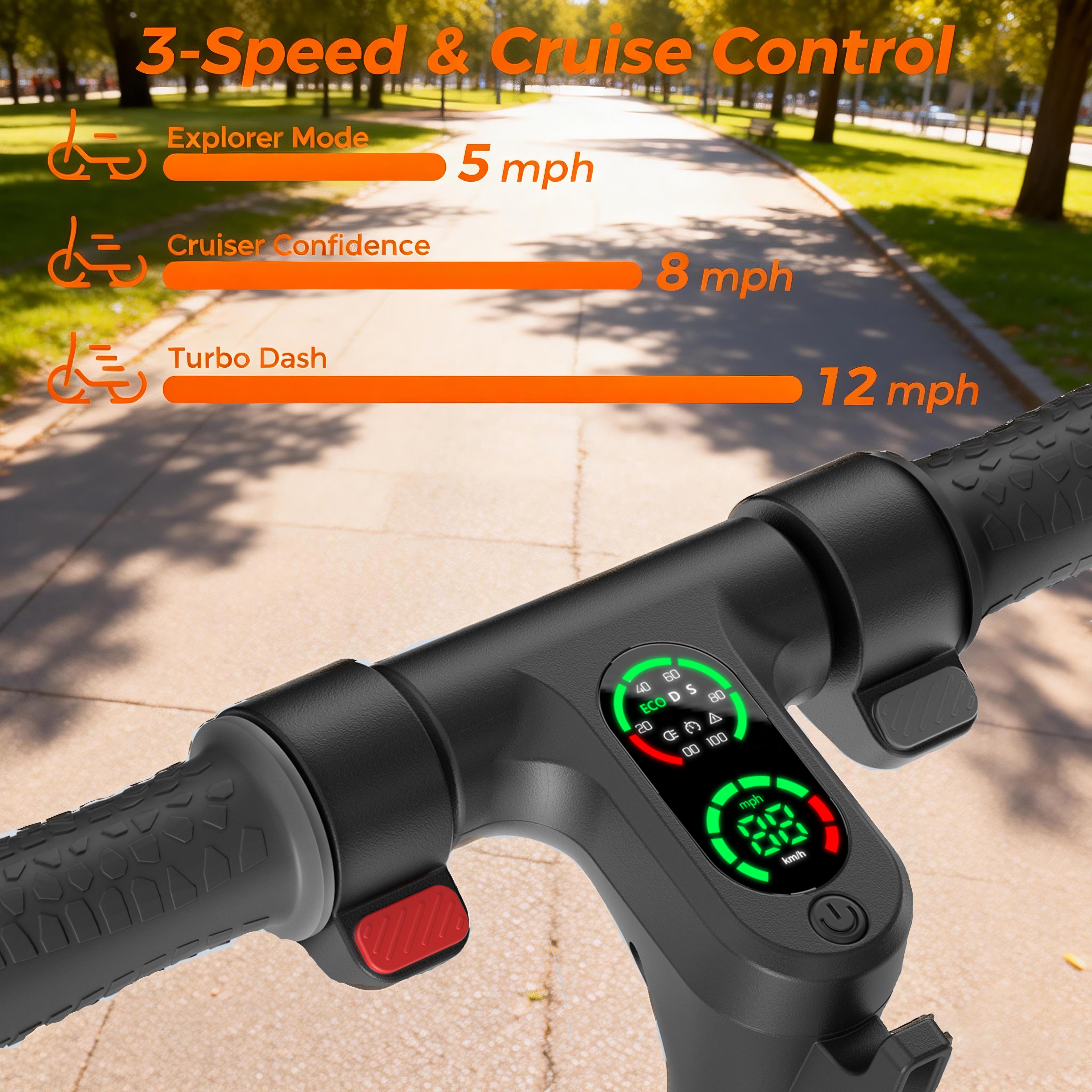 Electric Scooter for Kids 8+, 3 Adjustable Heights Kids Electric Scooter with Max 12 Mph, 10 Miles Long Range, Cruise Control, Ideal Gift for Kid