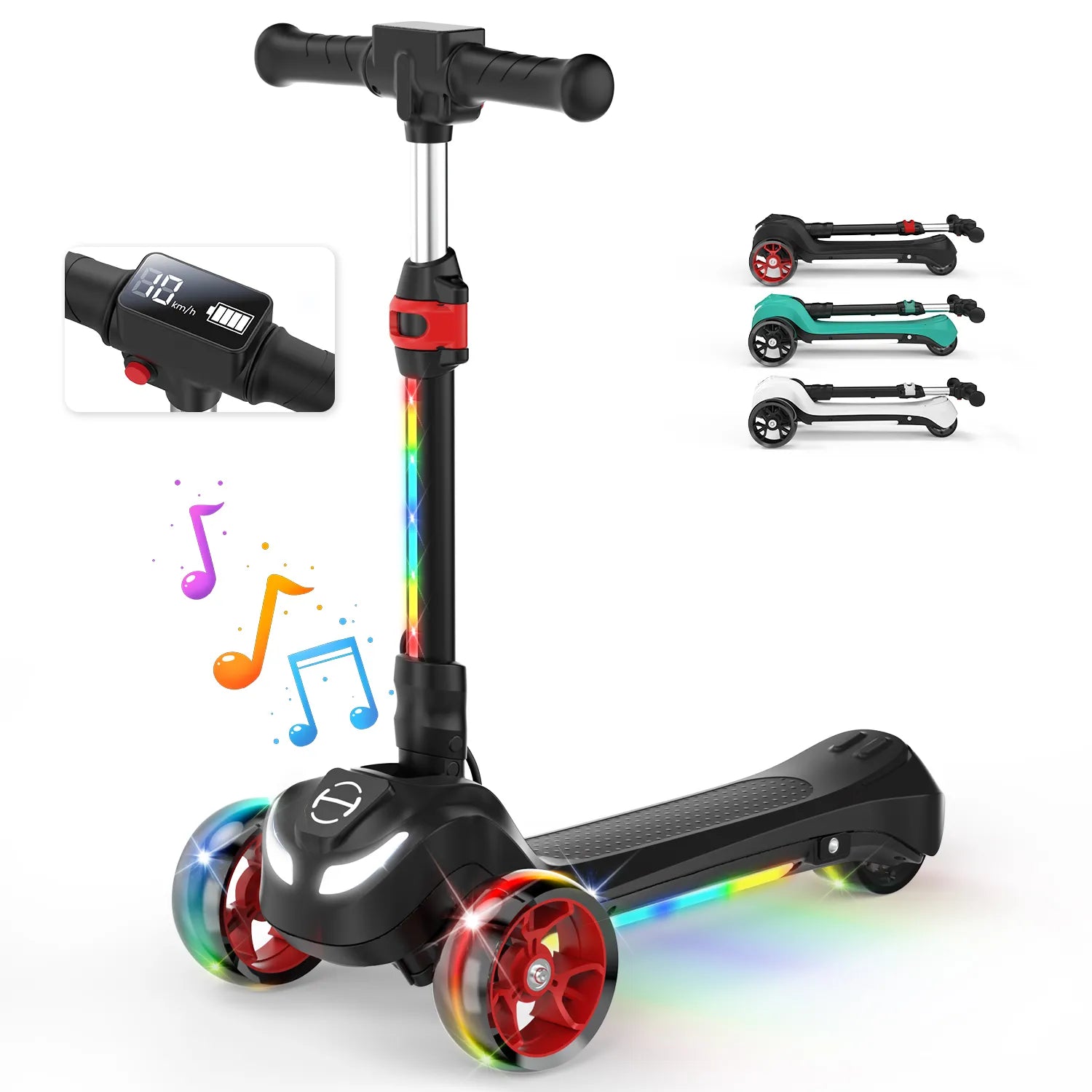 B2 Light Up 3-Wheels Scooter with Bluetooth Control for Age 3-8