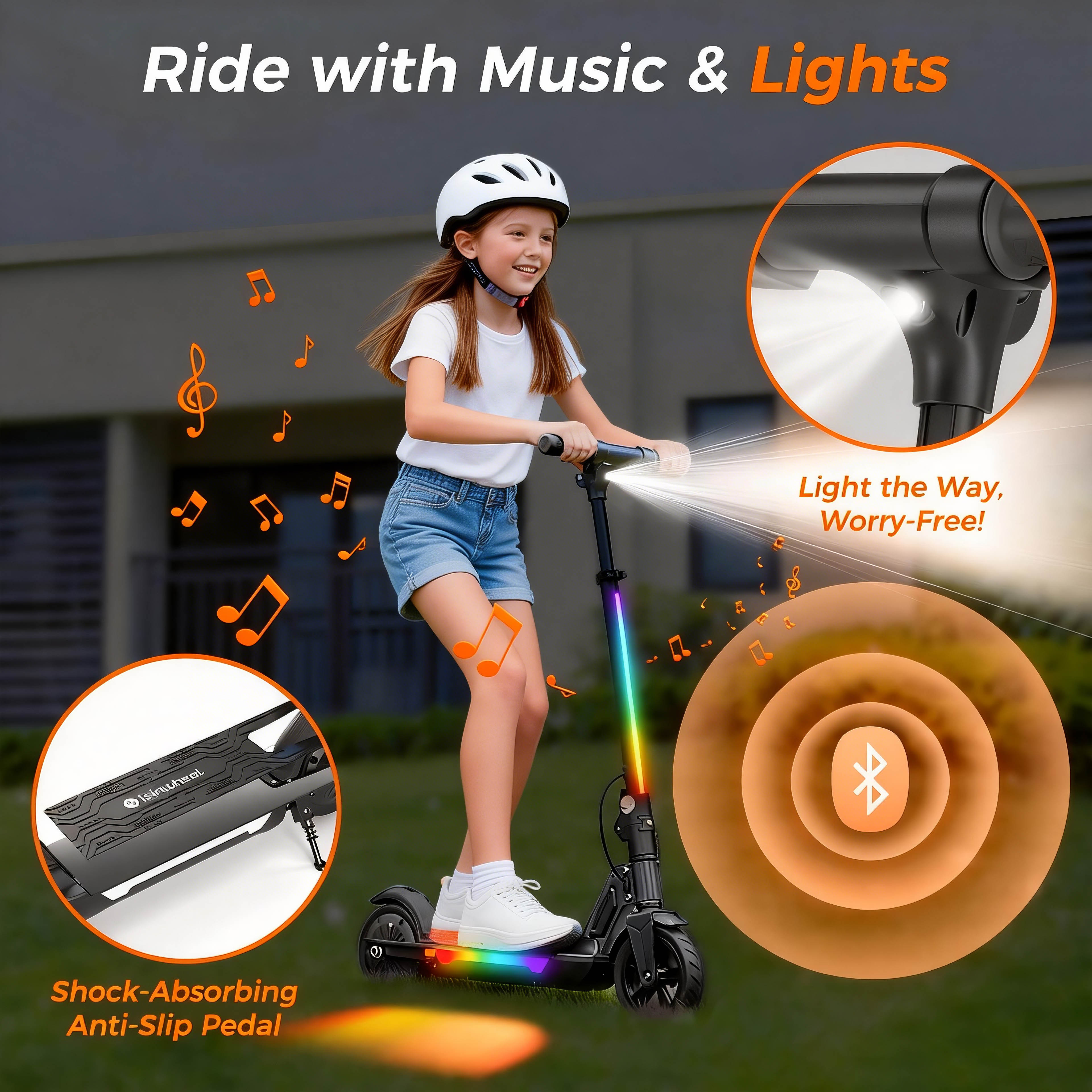 Electric Scooter for Kids 8+, 3 Adjustable Heights Kids Electric Scooter with Max 12 Mph, 10 Miles Long Range, Cruise Control, Ideal Gift for Kid