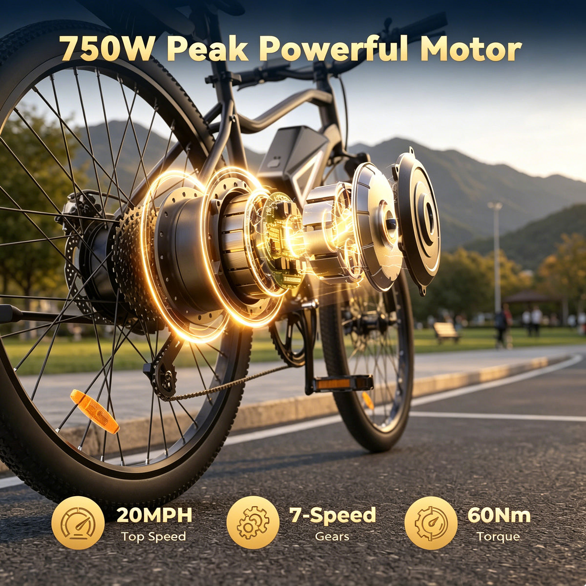 500W Electric Mountain Bike,20MPH E-Bike with 40 Mile+ Range,Adult Electric Bike with Non-removable Battery for Trail Exercise,Black