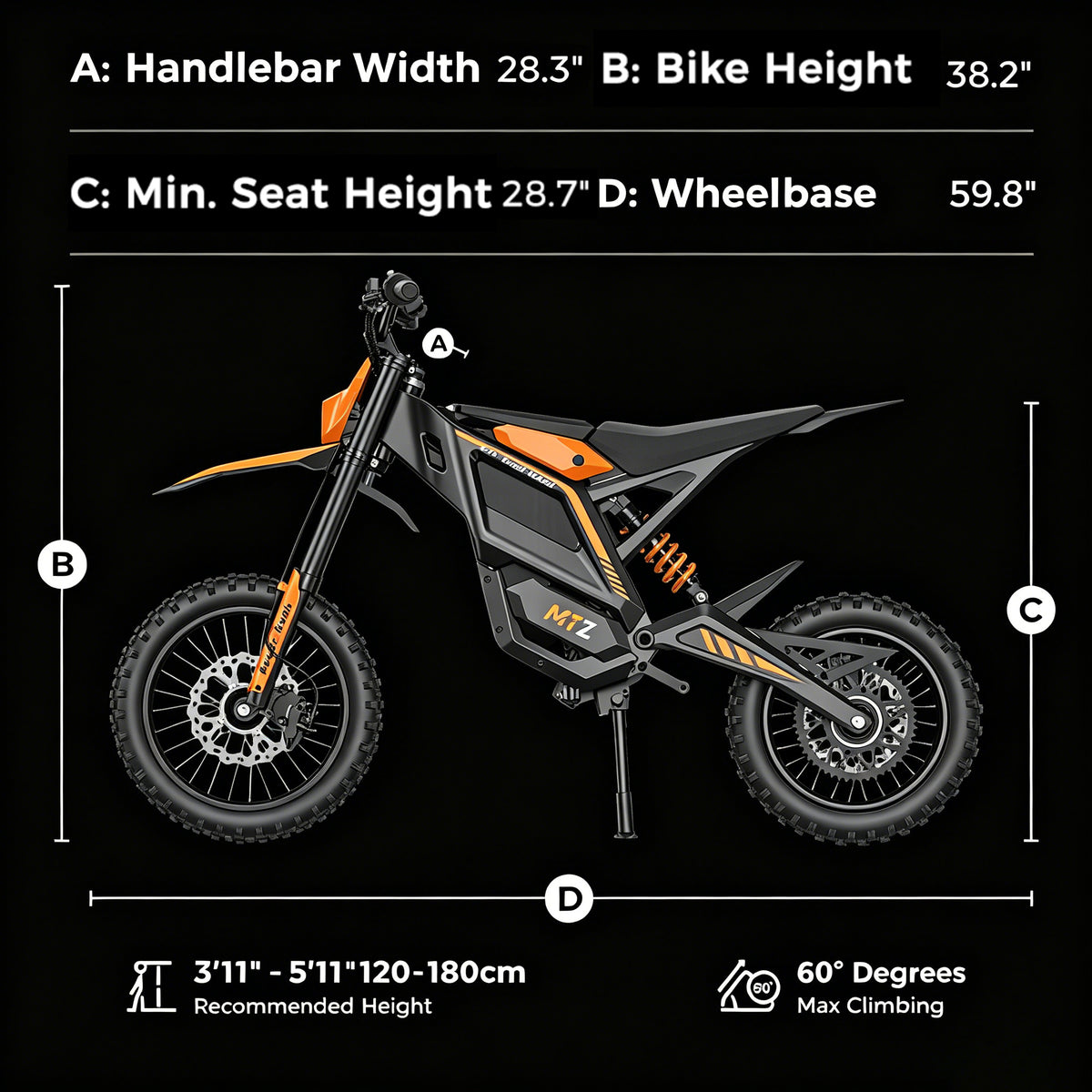Electric Dirt Bike for Adults, 3000W Peak Off-Road Electric Motorcycle Bike with Dual Hydraulic Suspension,48V 22.5Ah Battery Up to 45 Miles,35mph
