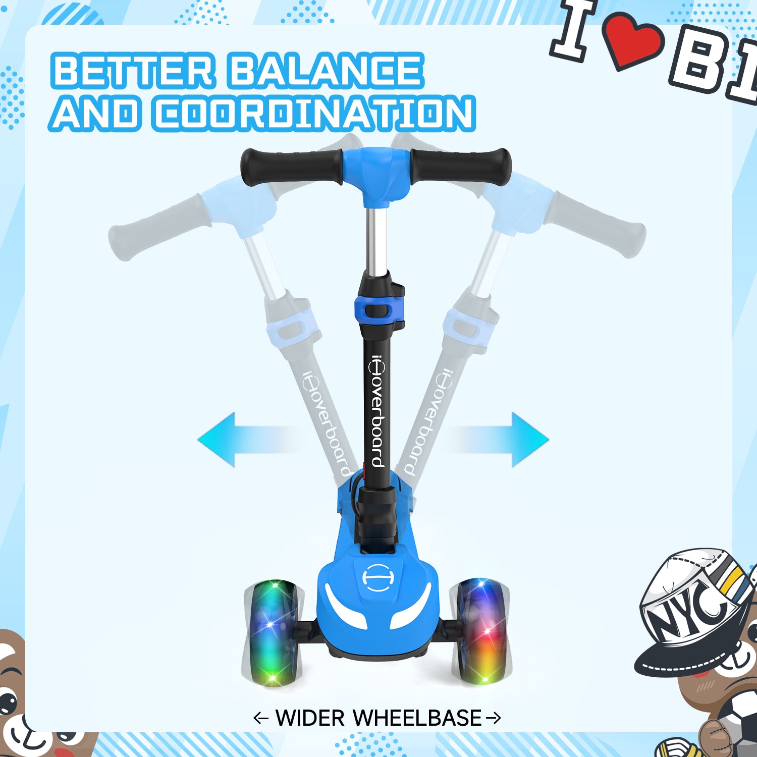 B1 3-Wheel Folding Kids Scooter LED Lighted PU Wheels