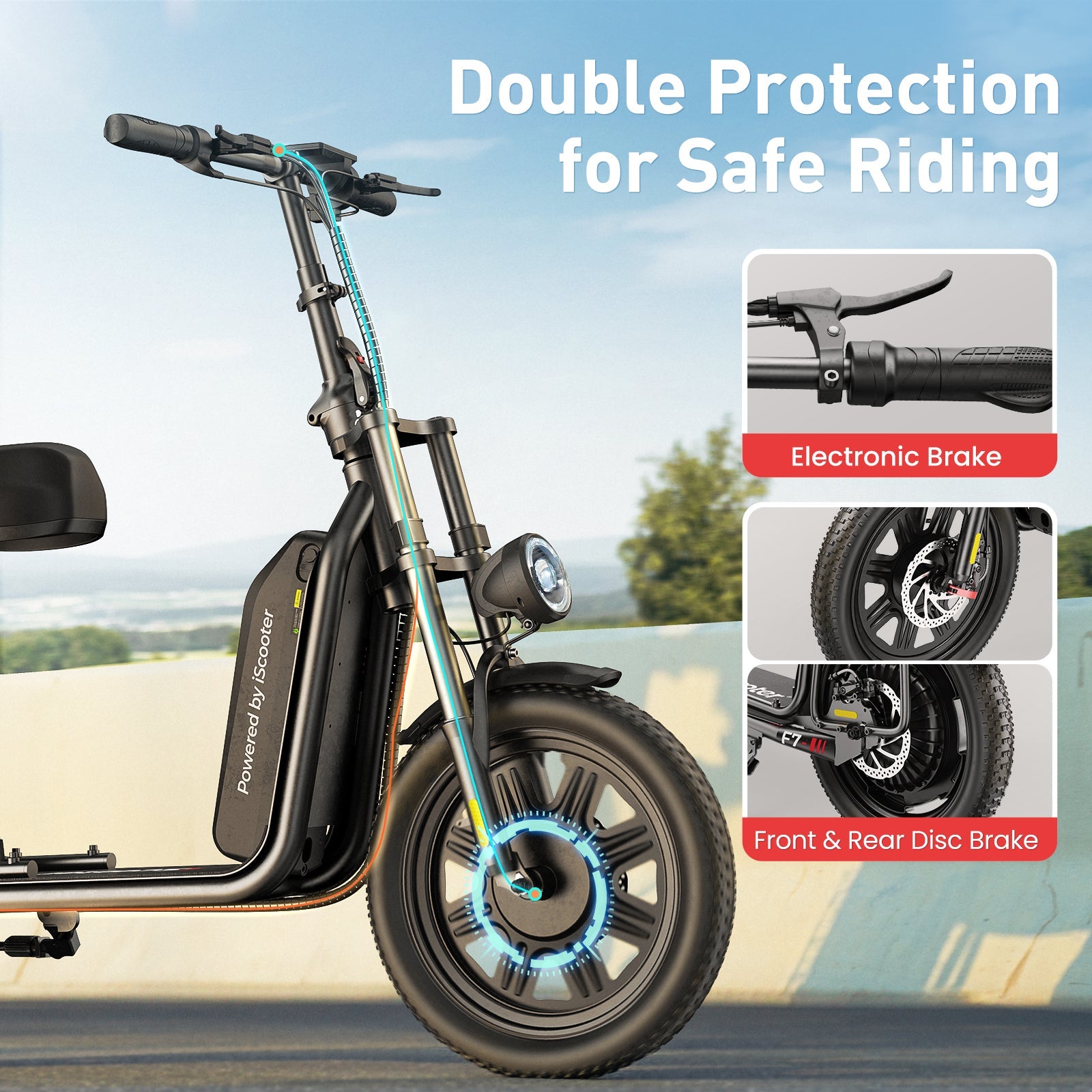 F7 Electric Scooter 1000W with Seat 28 MPH & 45 Miles