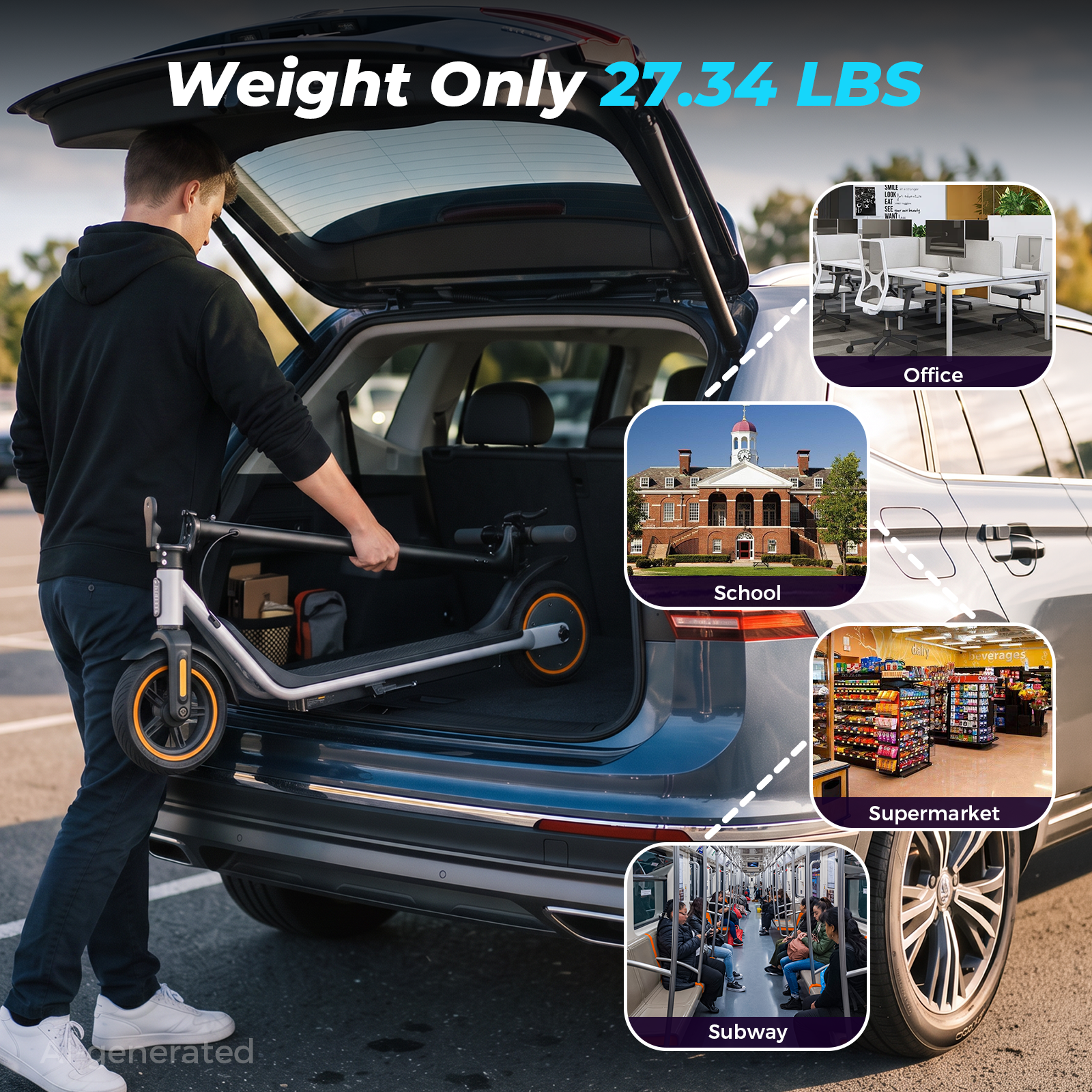 500W Electric Scooter for Adults Teens, Max 21 Miles Range 21 Mph, Portable Commuting Escooter, Smart APP Foldable E-Scooter, Cruise Control, IN3