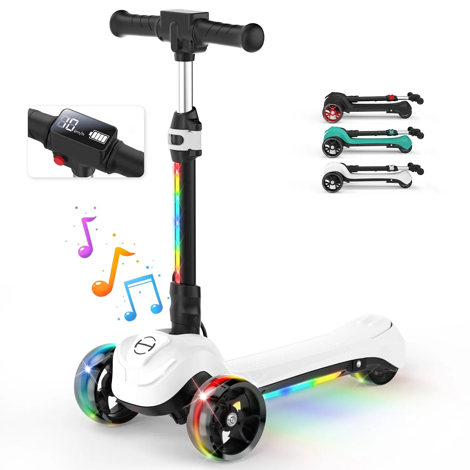 B2 Light Up 3-Wheels Scooter with Bluetooth Control for Age 3-8