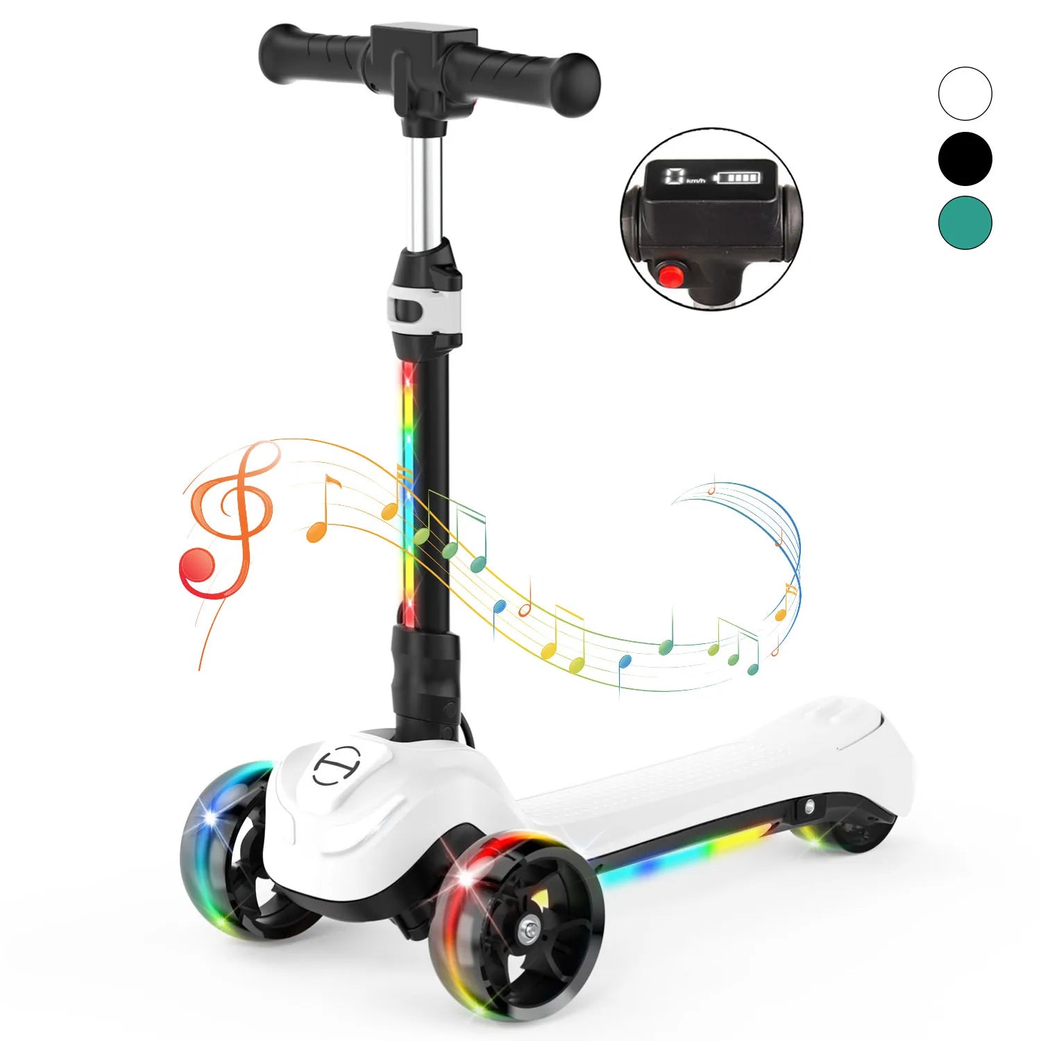 B2 Light Up 3-Wheels Scooter with Bluetooth Control for Age 3-8