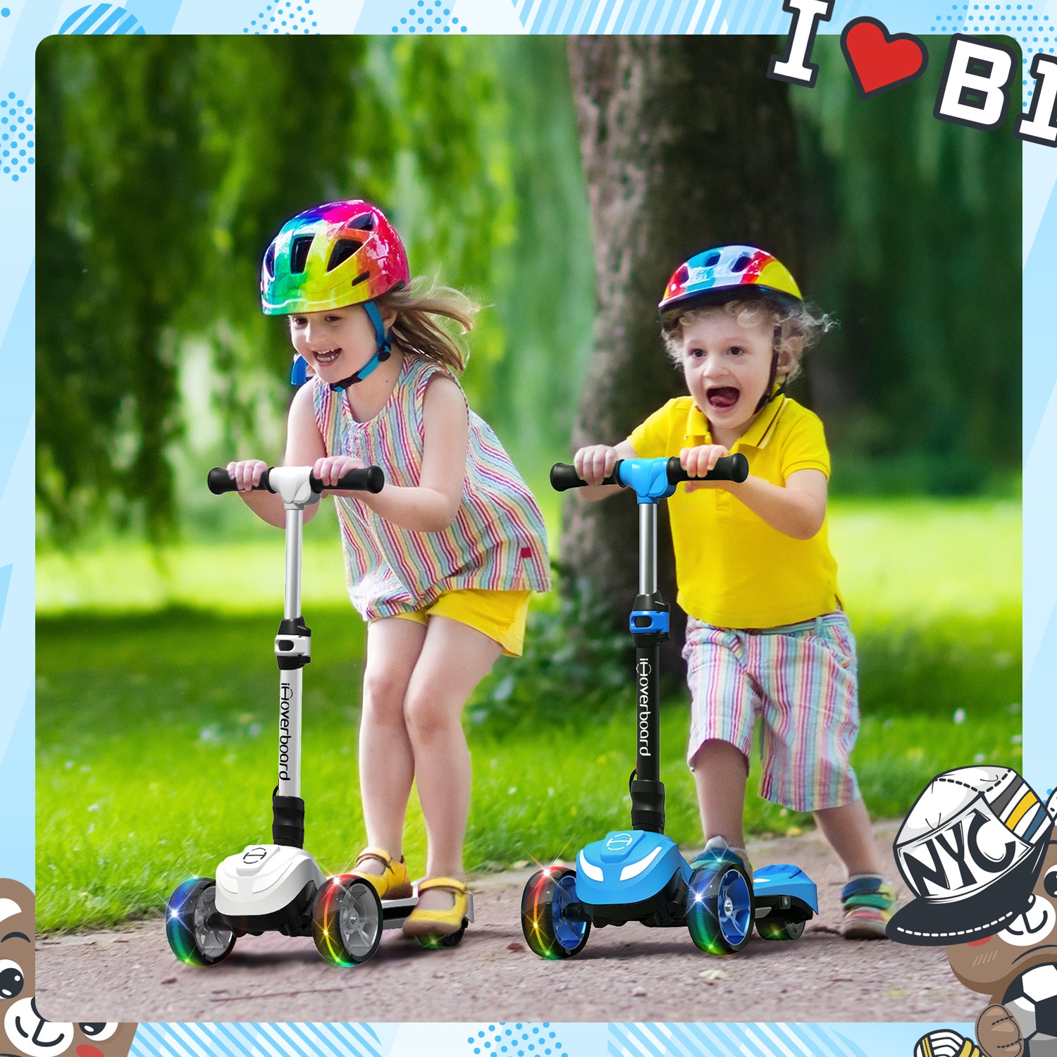 B1 3-Wheel Folding Kids Scooter LED Lighted PU Wheels