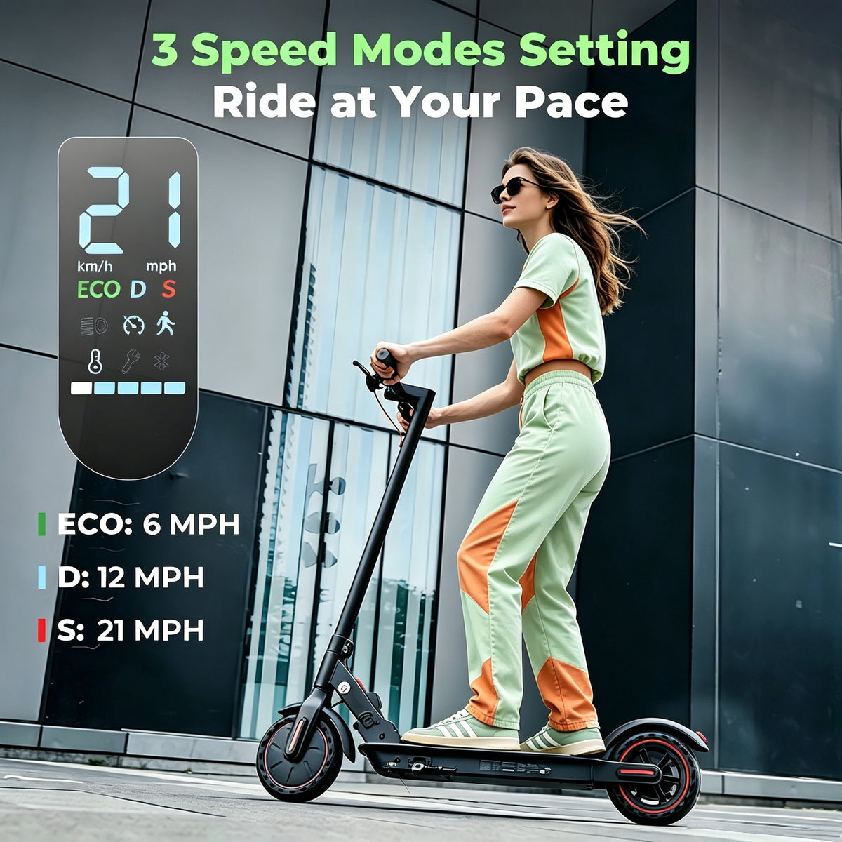 Foldable Electric Scooter for Adults,500W Peak Motor,Lightweight 28.4 lbs,21 Mile Range,Dual Braking System