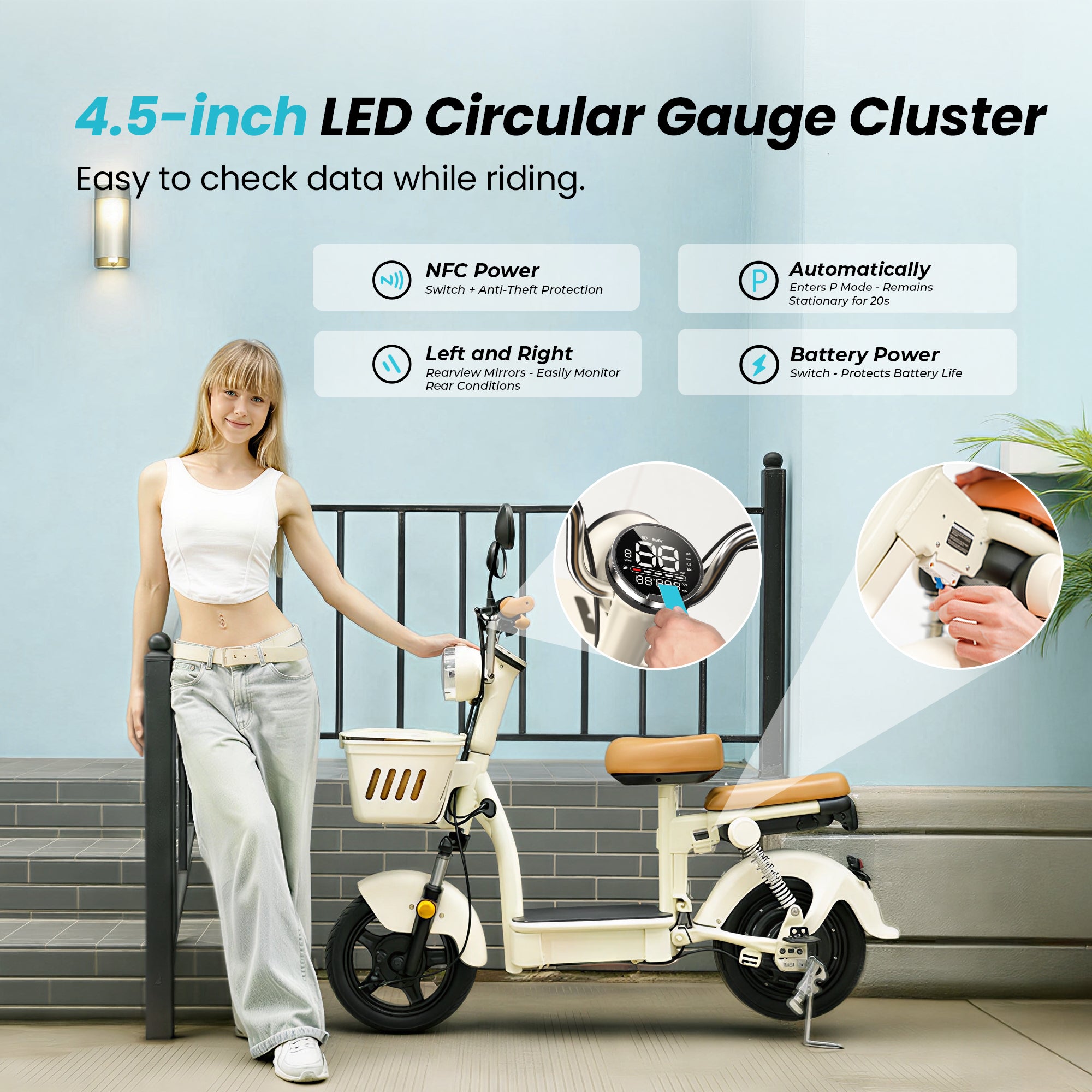 M16 Electric Scooter with Seat 1200W Powerful Motor