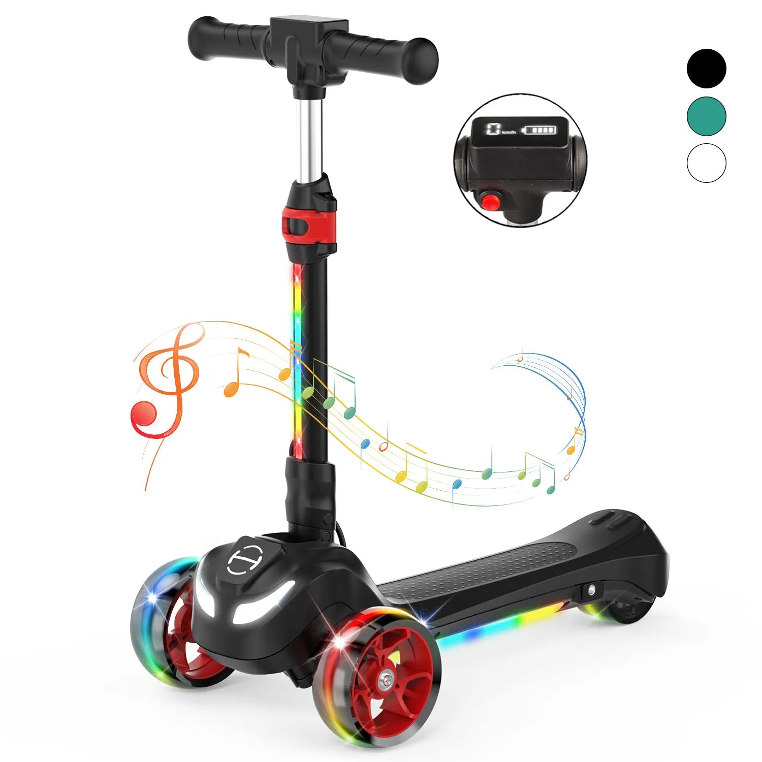 B2 Light Up 3-Wheels Scooter with Bluetooth Control for Age 3-8