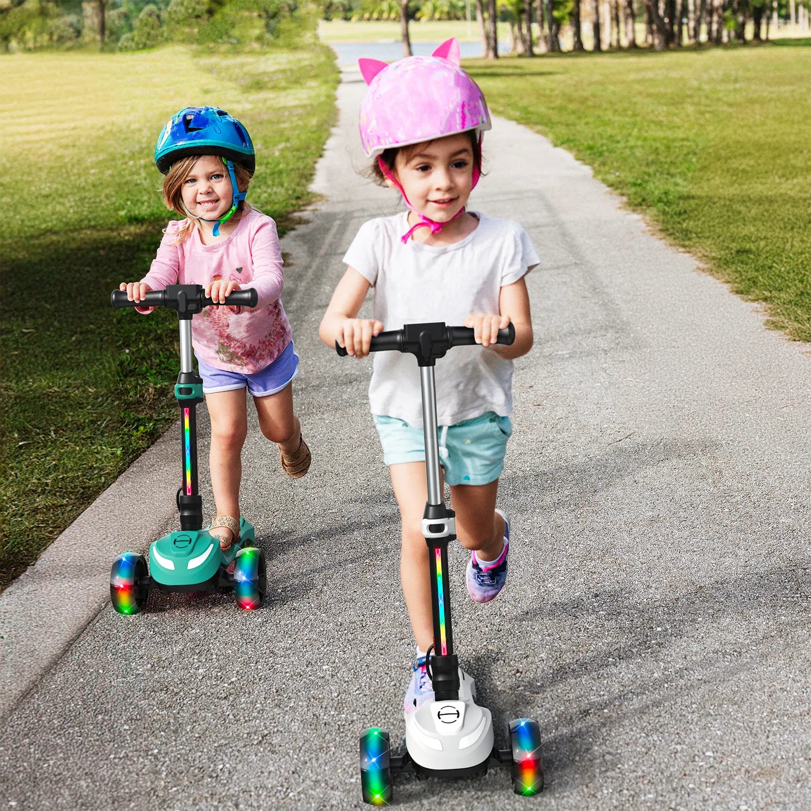 B2 Light Up 3-Wheels Scooter with Bluetooth Control for Age 3-8