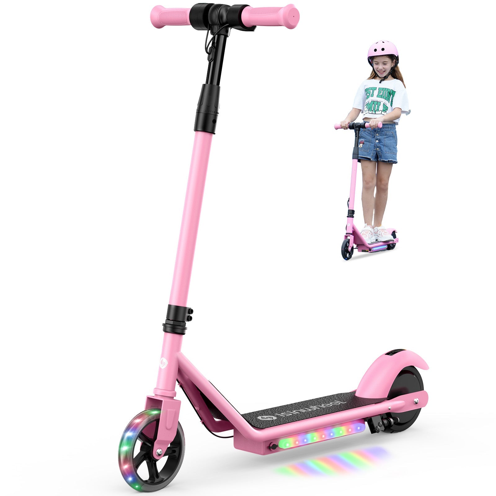 S2 Electric Scooter Colorful Lights Adjustable Speed and Height for Kids Ages 6-14