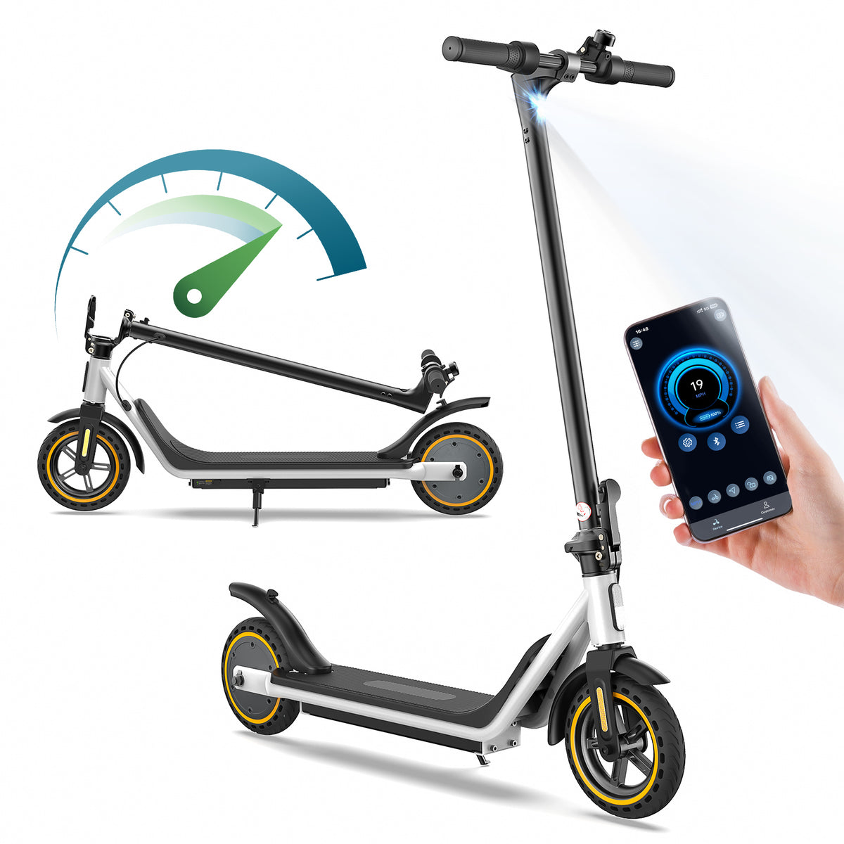 500W Electric Scooters with 19mi Range, Max 19mph Foldable Commuting Escooter for Adults, 8.5'' Solid Tires Portable E-Scooter for Teens