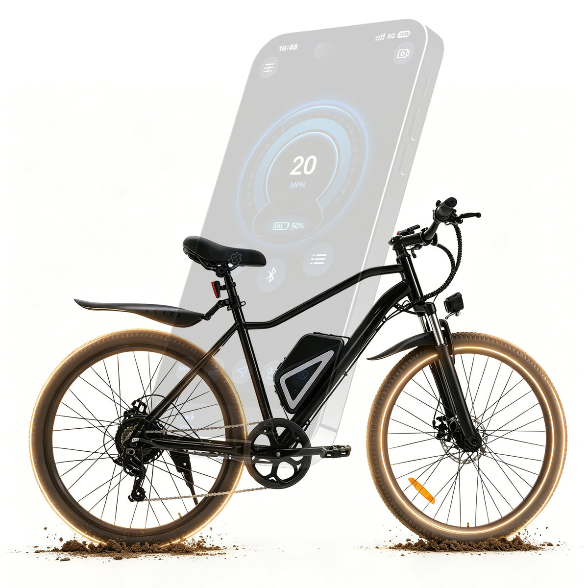 500W Electric Mountain Bike,20MPH E-Bike with 40 Mile+ Range,Adult Electric Bike with Non-removable Battery for Trail Exercise,Black
