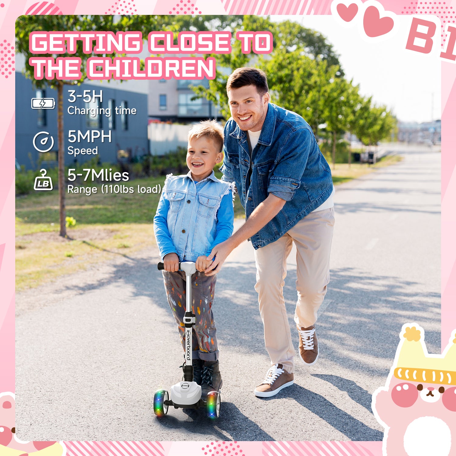 B1 3-Wheel Folding Kids Scooter LED Lighted PU Wheels