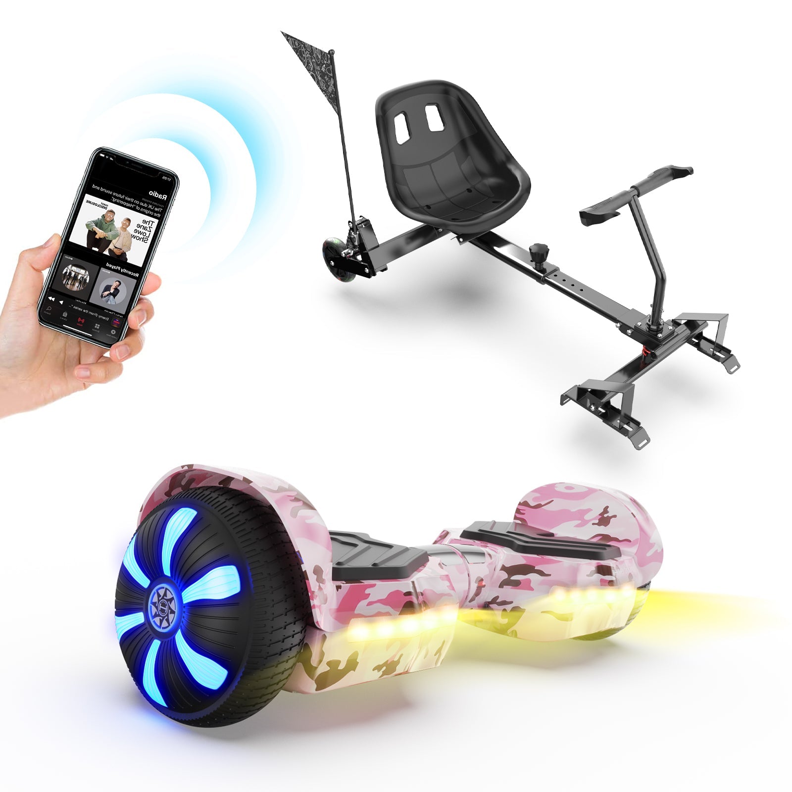 H1 6.5" Bluetooth Hoverboard For Kids 500W Motor＆LED Wheel