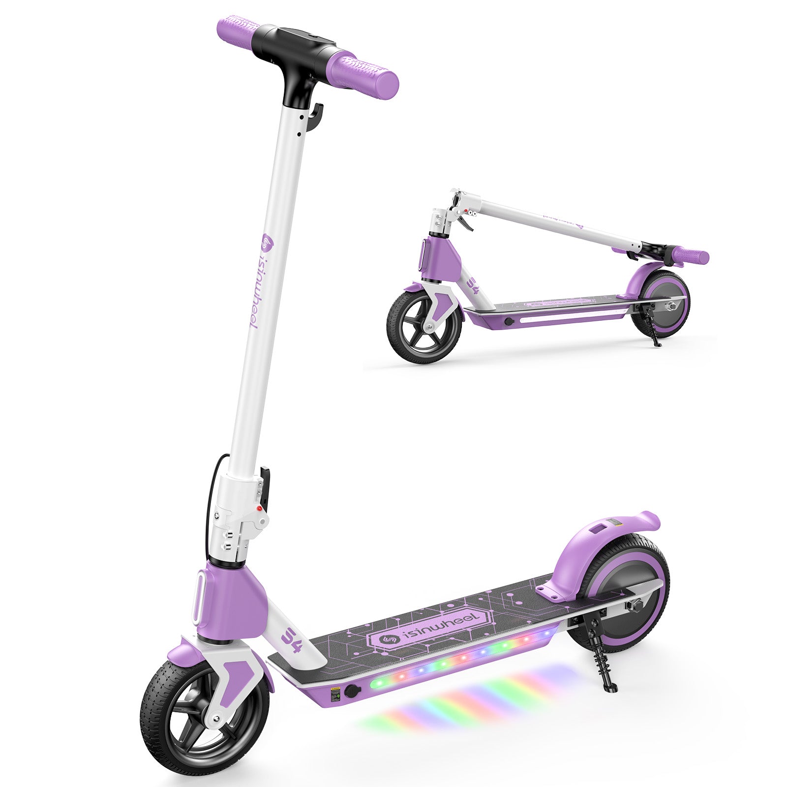 S2 Electric Scooter Colorful Lights Adjustable Speed and Height for Kids Ages 6-14