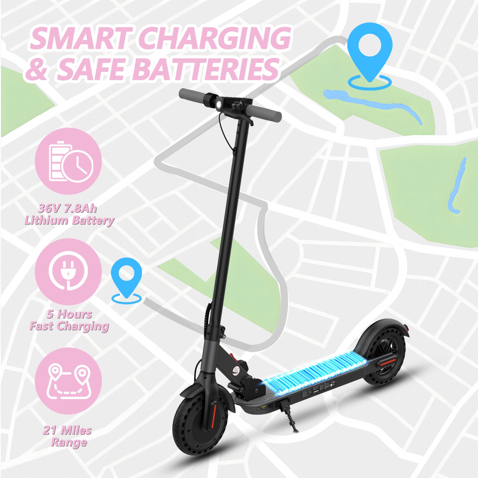 8.5"Electric Scooters,350W Adult Foldable Electric Scooter, Up to 18 MPH &24-34km Long-Range Portable Commuting Scooter