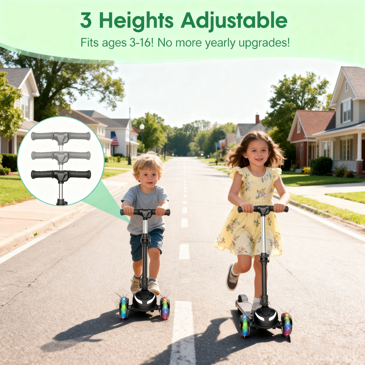 Electric Scooter for Kids Age 3-6, Light-Up Wheels & Pedal Foldable Kid Escooter, 5 Mph Max 3-Wheel Electric Ride On Toys (Black)