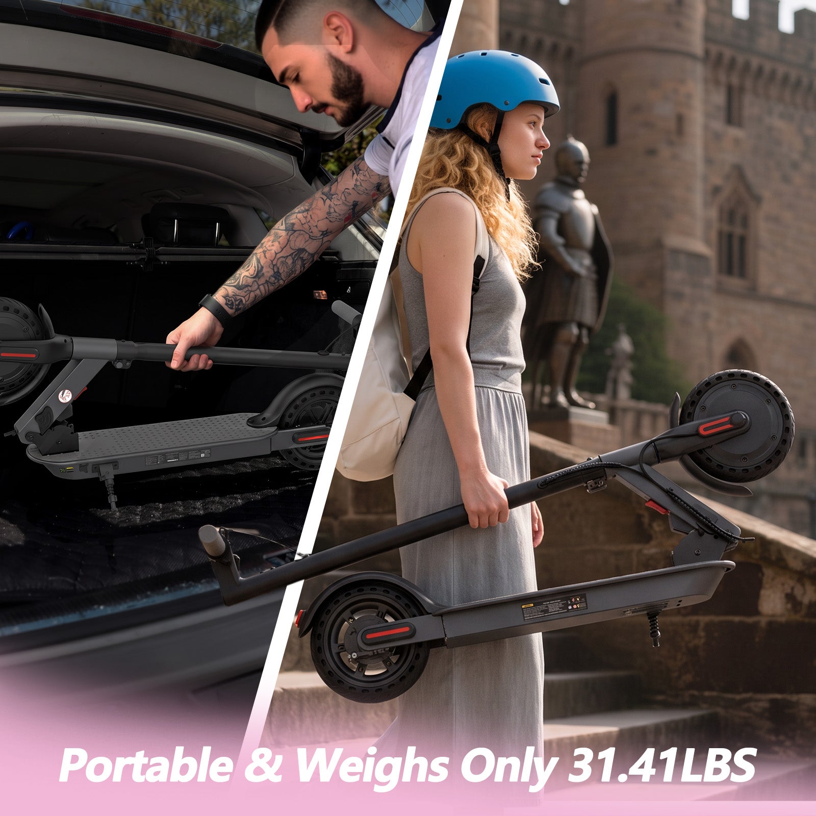 8.5"Electric Scooters,350W Adult Foldable Electric Scooter, Up to 18 MPH &24-34km Long-Range Portable Commuting Scooter