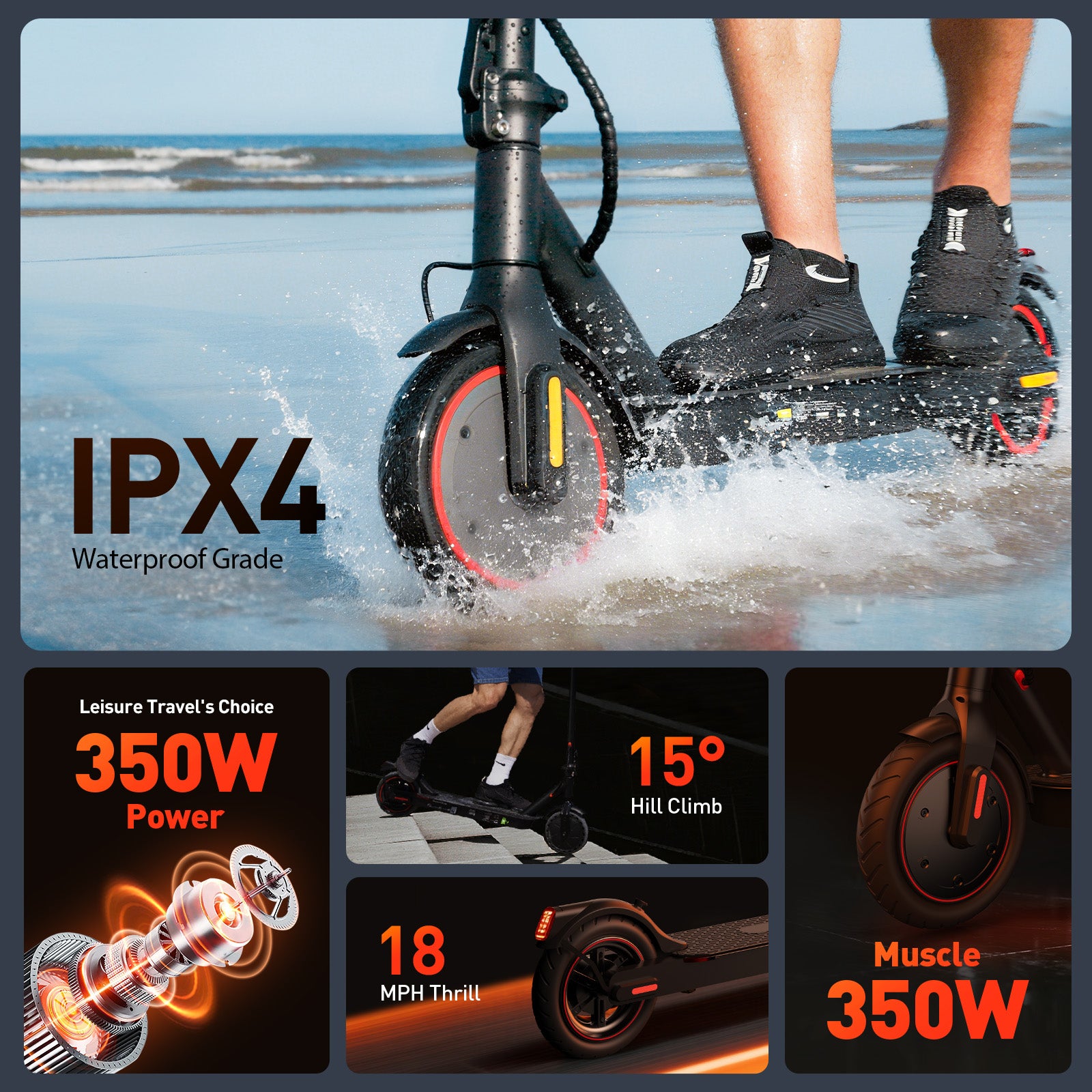 Electric Scooter with APP Control, LED Display,21 Miles Foldable Commuter E-Scooter for Adults,8.5" Pneumatic Tires,3 Gears and Headlight