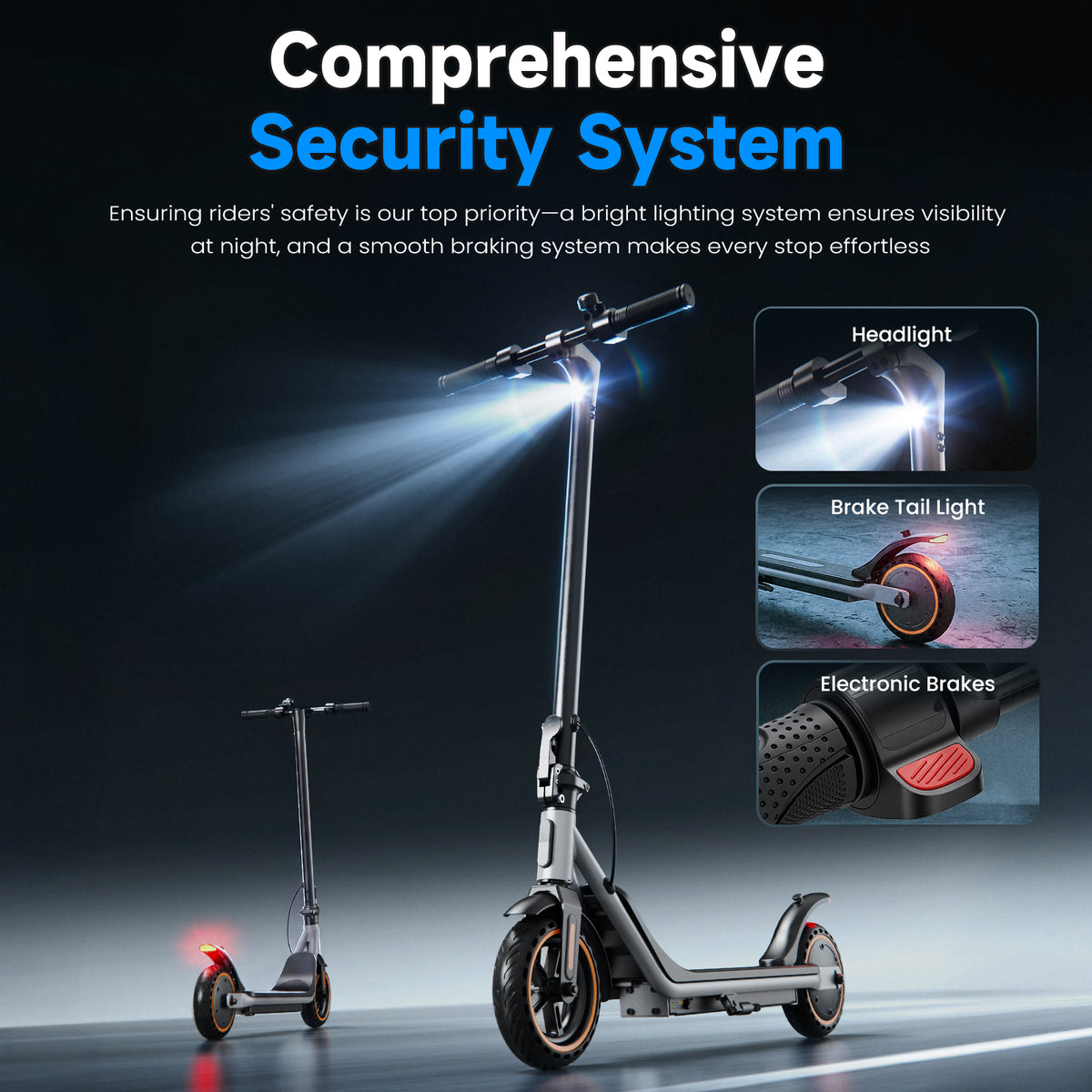 500W Electric Scooters with 19mi Range, Max 19mph Foldable Commuting Escooter for Adults, 8.5'' Solid Tires Portable E-Scooter for Teens