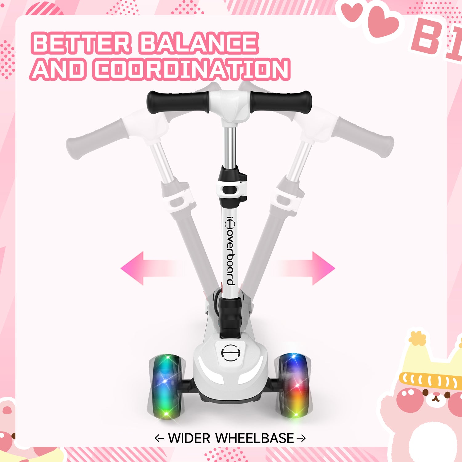 B1 3-Wheel Folding Kids Scooter LED Lighted PU Wheels