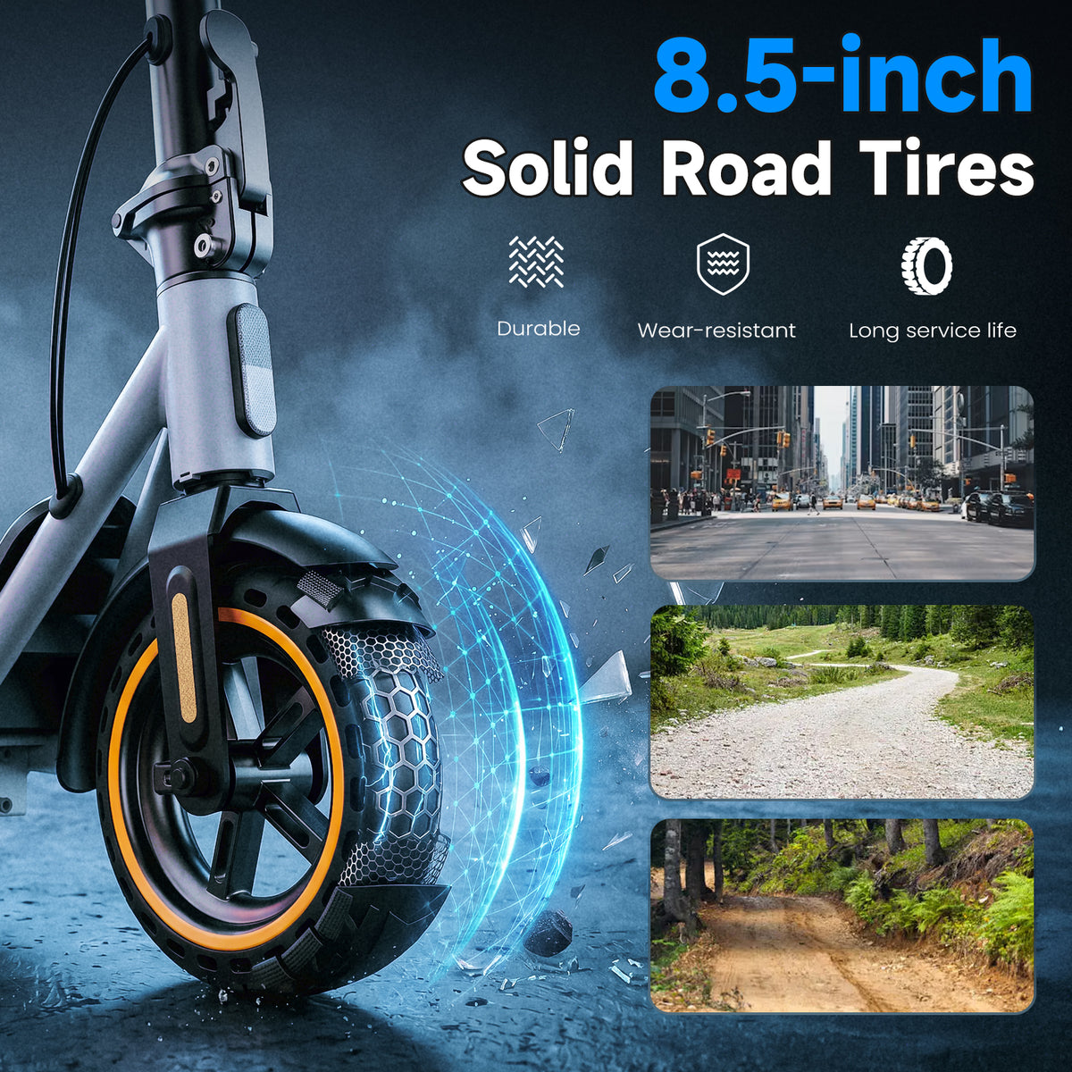 500W Electric Scooters with 19mi Range, Max 19mph Foldable Commuting Escooter for Adults, 8.5'' Solid Tires Portable E-Scooter for Teens