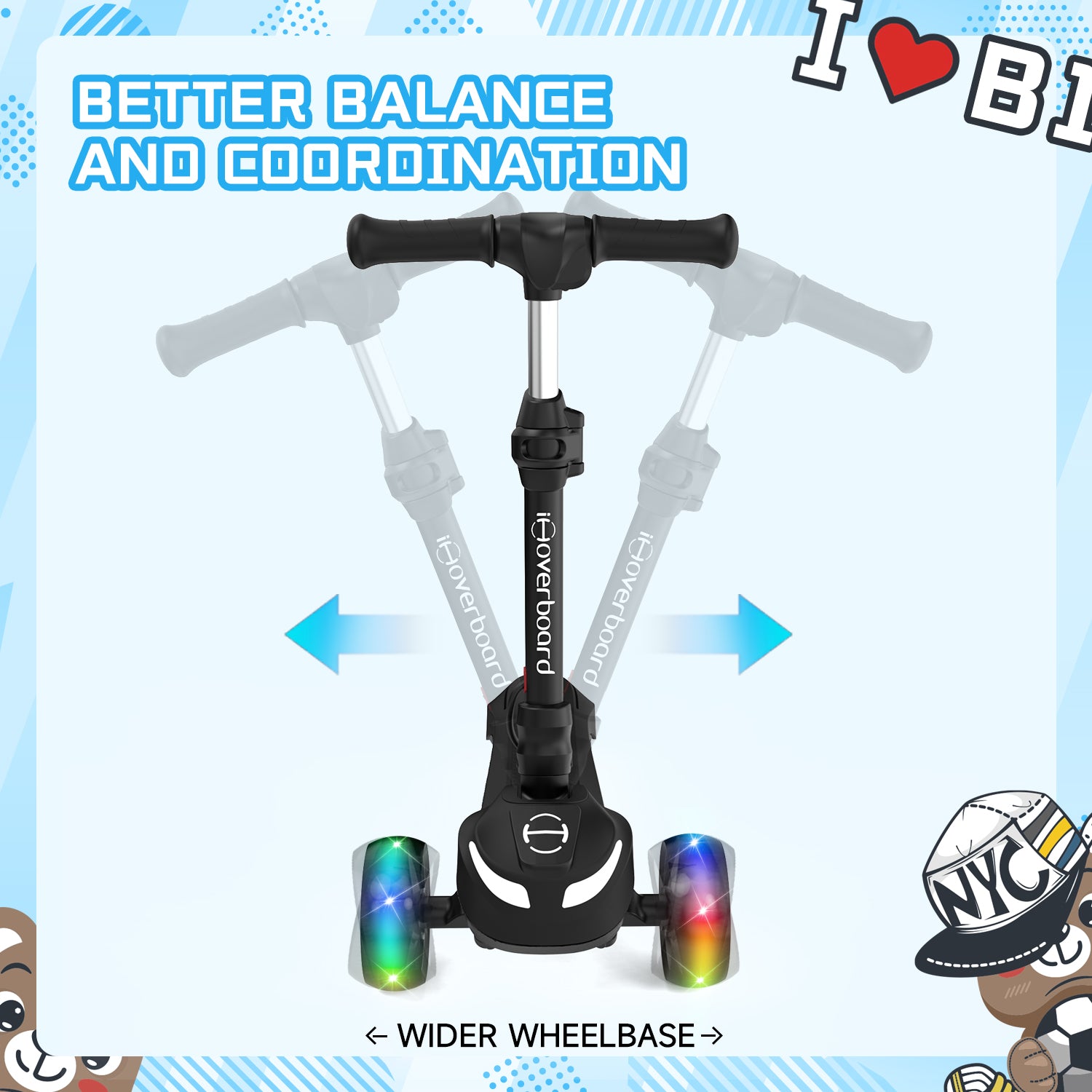 B1 3-Wheel Folding Kids Scooter LED Lighted PU Wheels