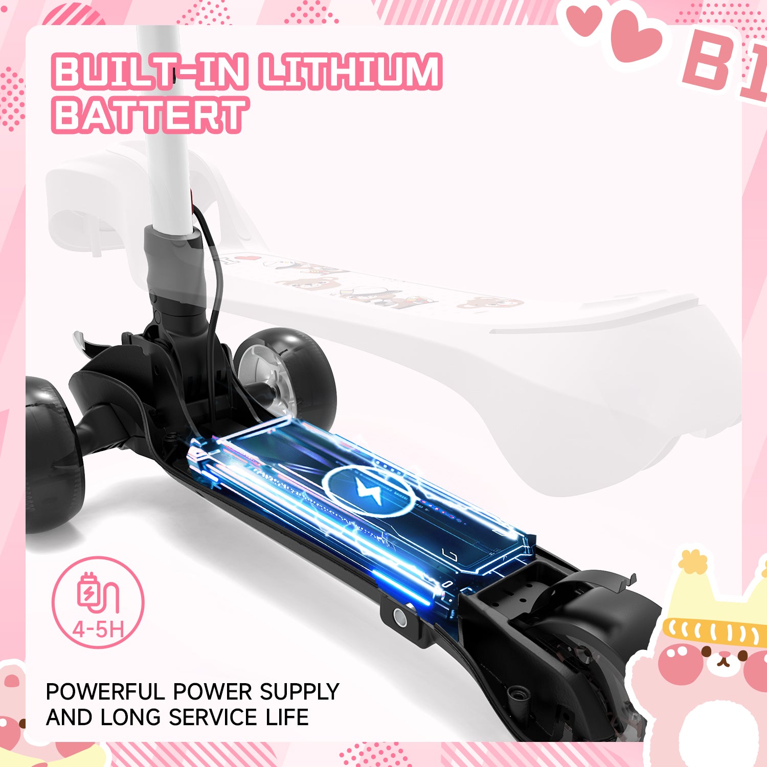 B1 3-Wheel Folding Kids Scooter LED Lighted PU Wheels