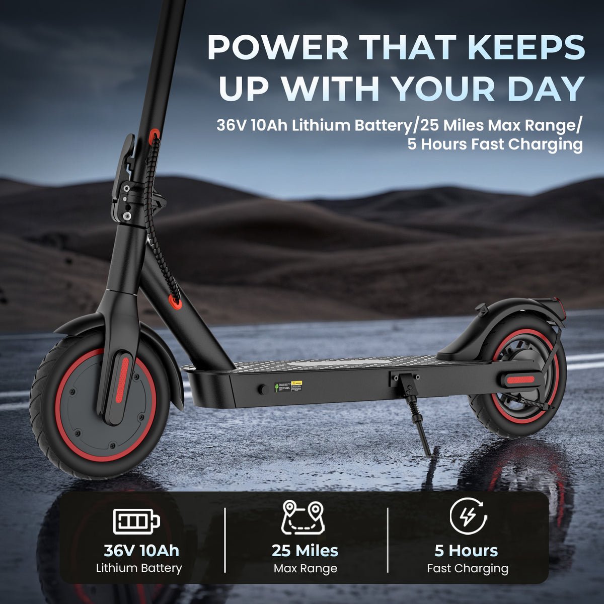 Foldable Electric Scooter for Adults, 500W Motor, 36V 10Ah Battery, 18-25 Miles Range, Disc Brake, Smart Lock, Portable Design