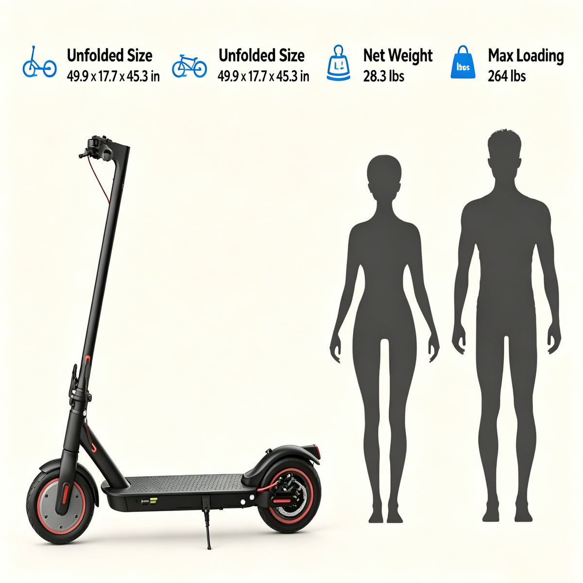 Electric Scooter for Adults, 1000W Motor, 36V 15Ah Battery, 22-28 Miles Range, 10" Pneumatic Tires, Foldable, App Lock, Rear Suspension