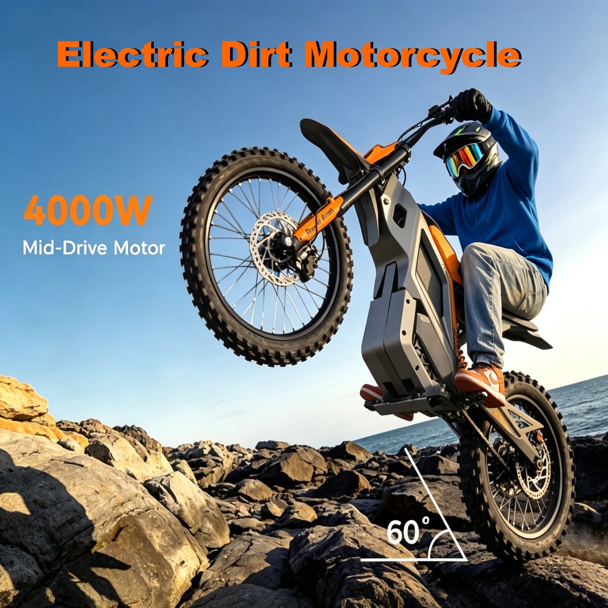 Electric Dirt Bike for Adults, 3000W Peak Off-Road Electric Motorcycle Bike with Dual Hydraulic Suspension,48V 22.5Ah Battery Up to 45 Miles,35mph