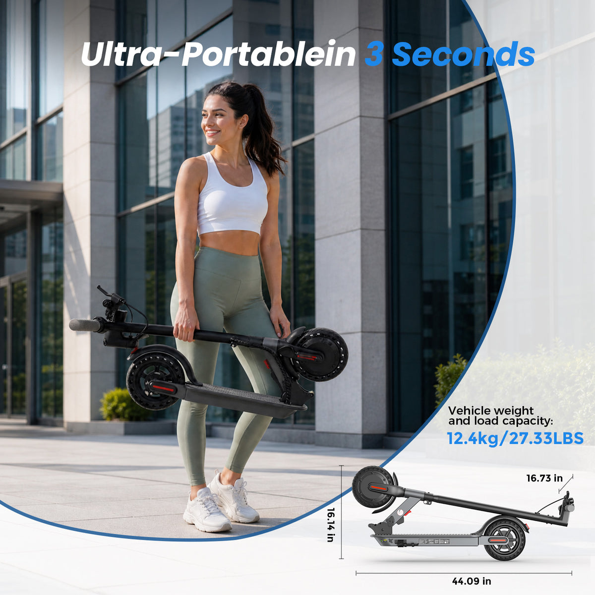 21MPH Electric Scooter for Adults,500W Peak Motor,36V 7.8Ah Battery,15-21 Miles Range,Foldable Design,Disc Brake,LED Headlight,Black