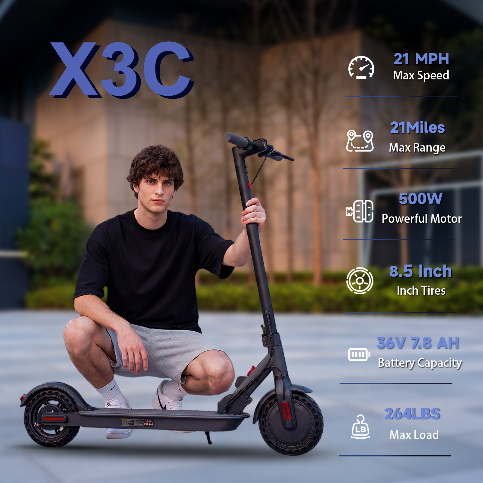 X3C Electric Scooter 500W Motor